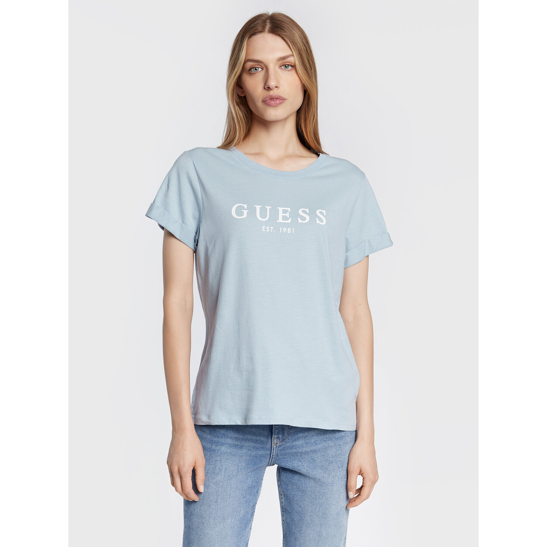 Guess Тишърт 1981 W2BI68 K8G01 Син Regular Fit - Pepit.bg
