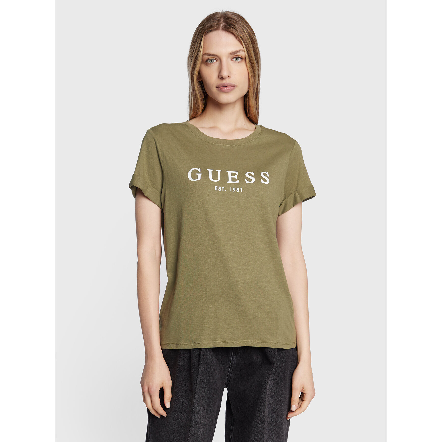 Guess Тишърт 1981 W2BI68 K8G01 Зелен Regular Fit - Pepit.bg