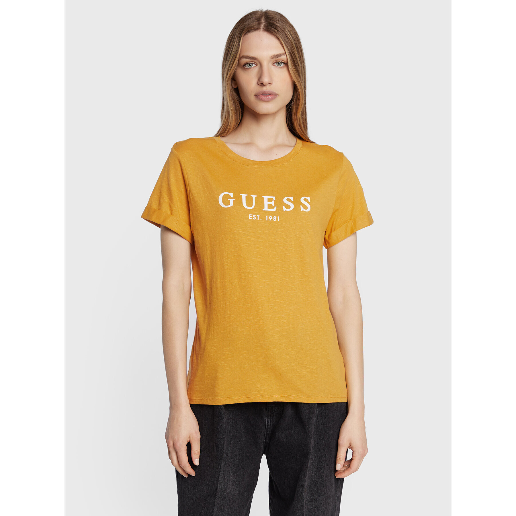 Guess Тишърт 1981 W2BI68 K8G01 Жълт Regular Fit - Pepit.bg