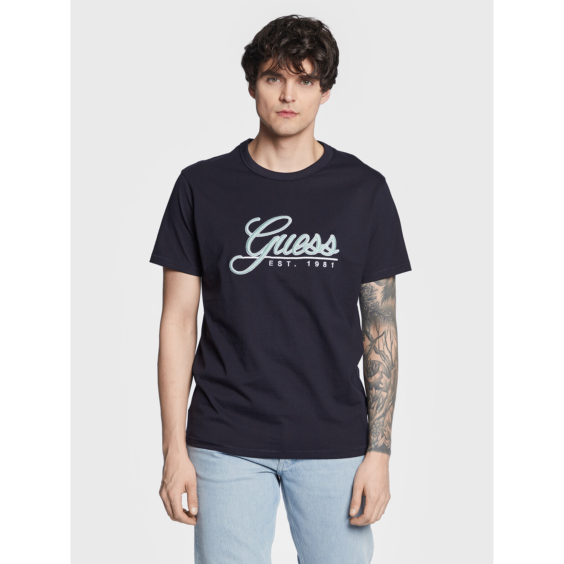 Guess Тишърт 3D Embro M3GI25 K8FQ4 Тъмносин Regular Fit - Pepit.bg