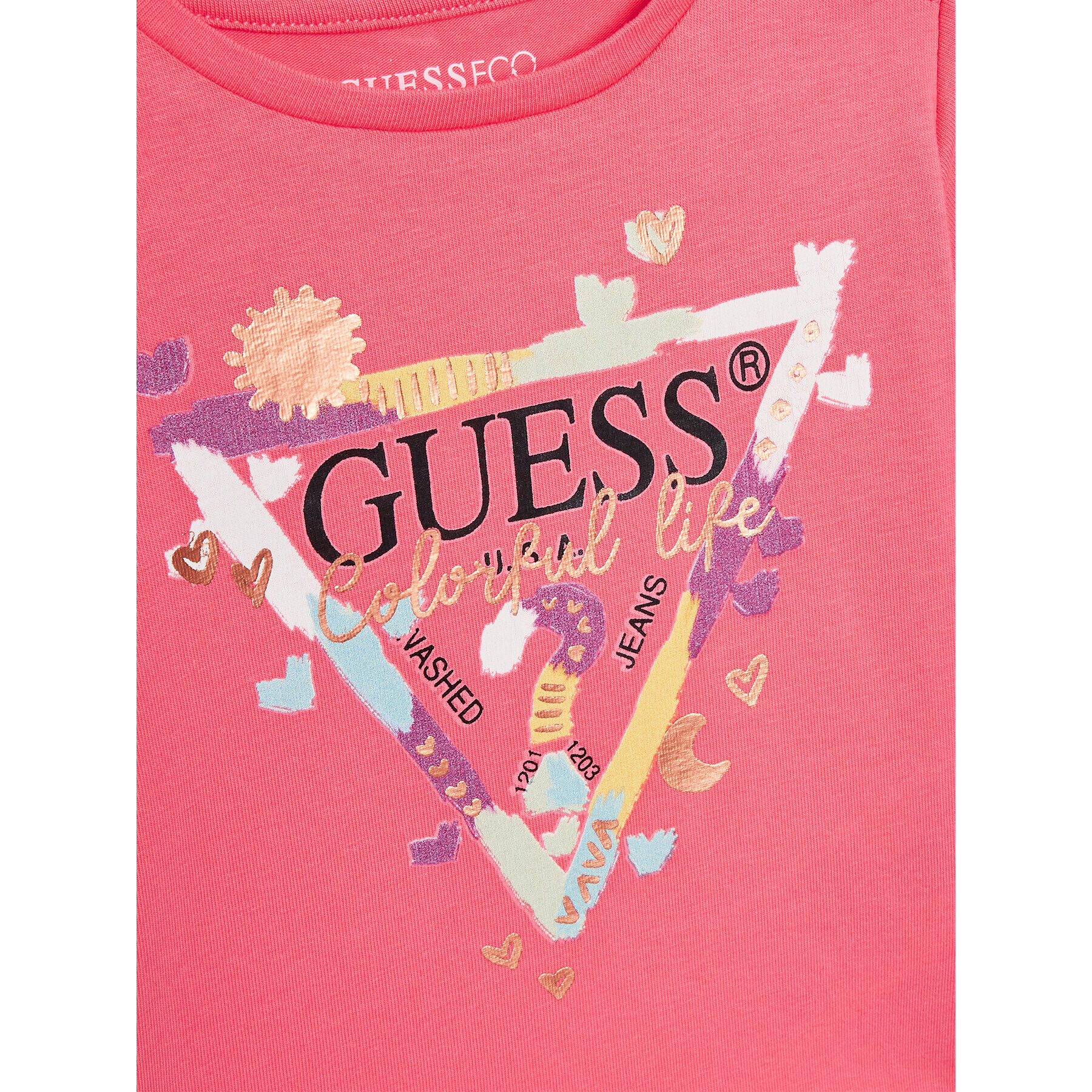 Guess Тишърт A3GI00 K6YW3 Розов Regular Fit - Pepit.bg