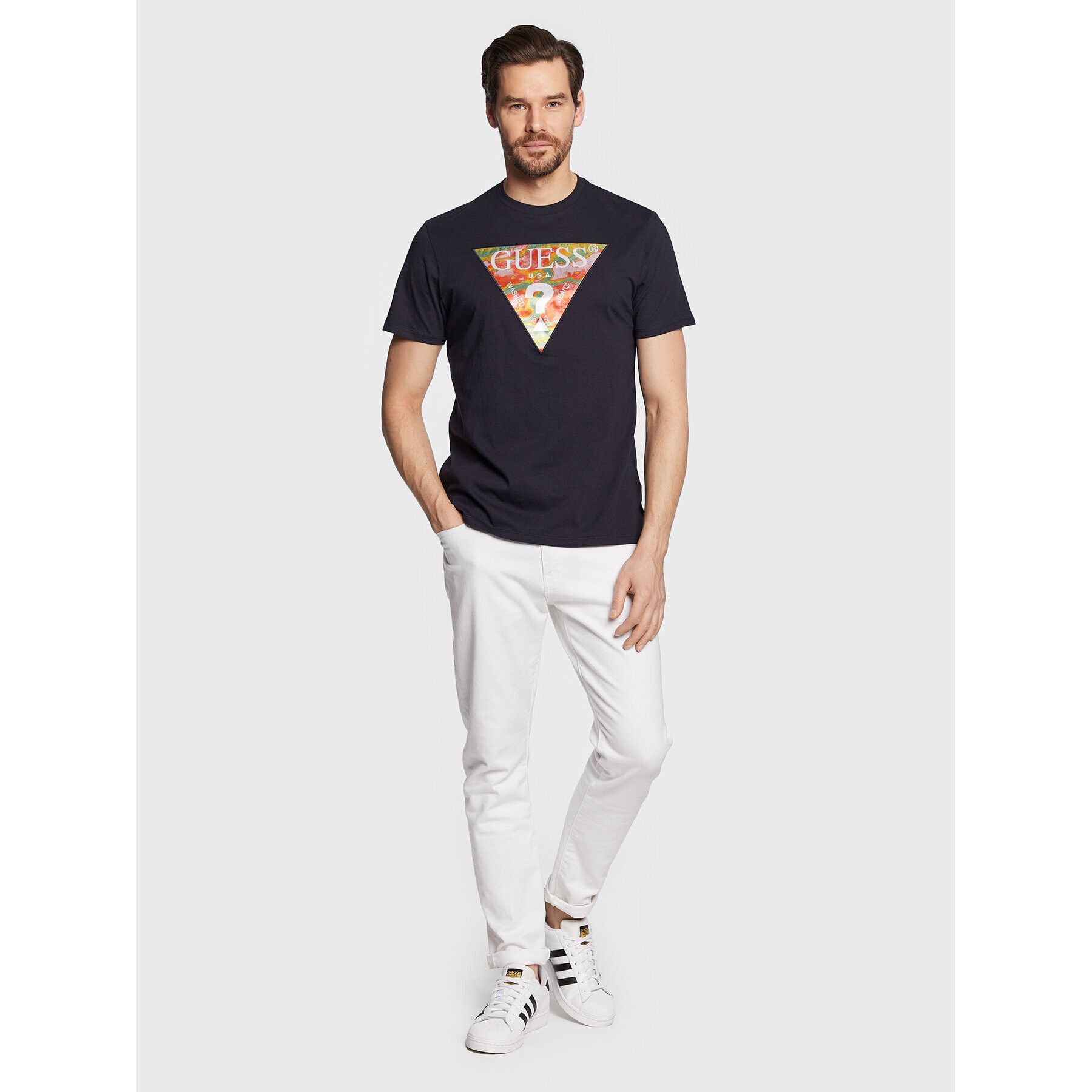 Guess Тишърт Abstract Logo M3GI57 K9RM1 Тъмносин Slim Fit - Pepit.bg