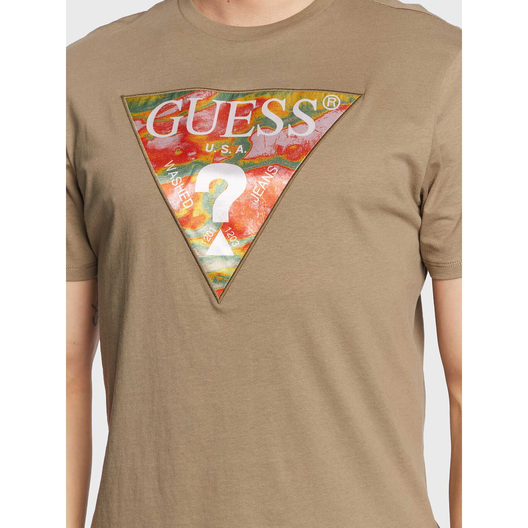 Guess Тишърт Abstract Logo M3GI57 K9RM1 Зелен Slim Fit - Pepit.bg