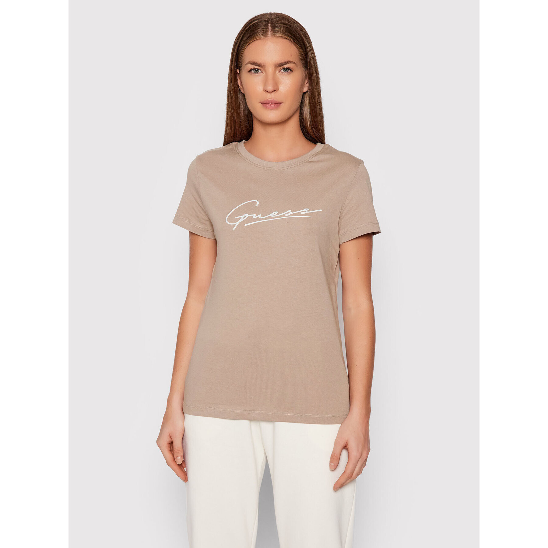 Guess Тишърт Amelia O1BA08 K8HM0 Бежов Regular Fit - Pepit.bg