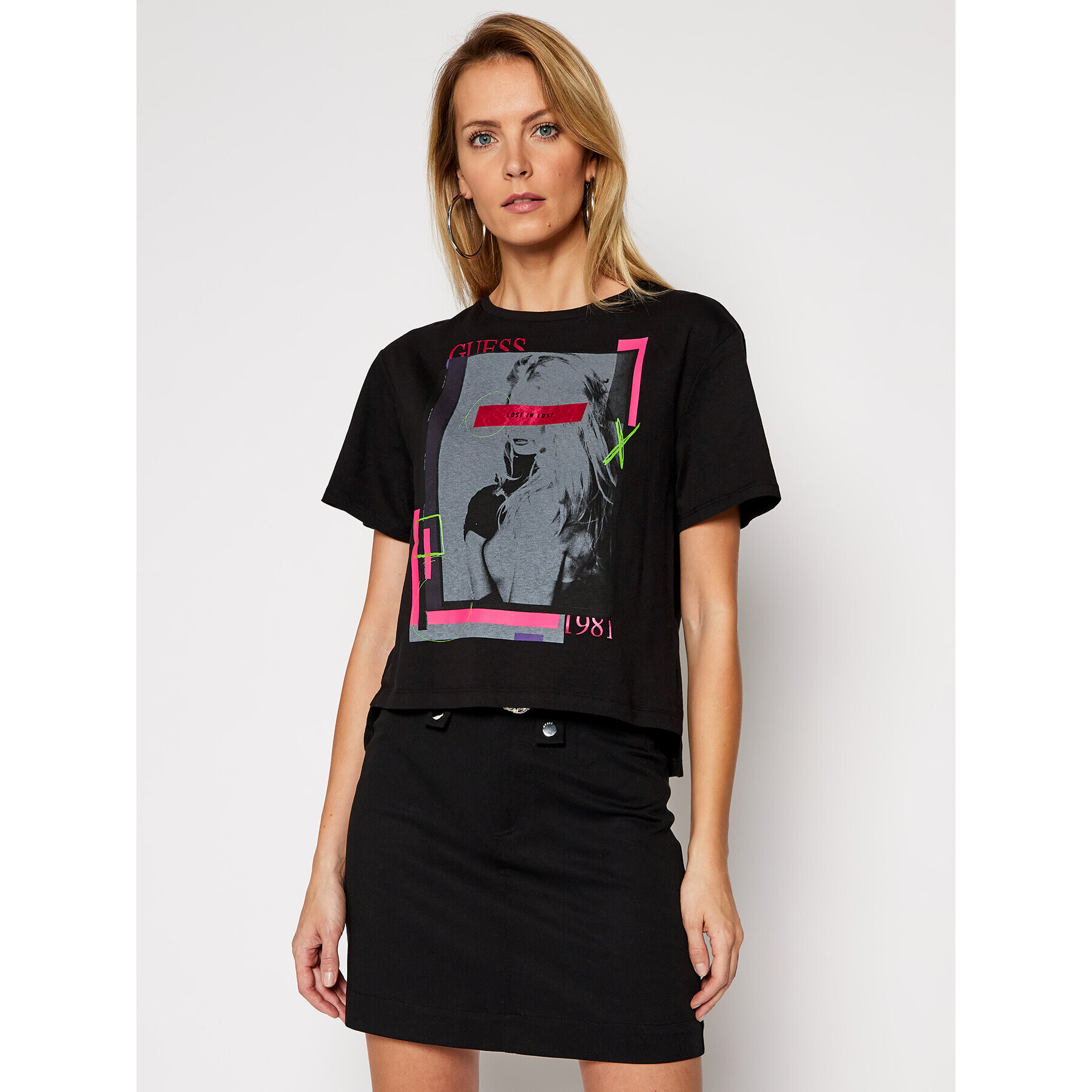 Guess Тишърт Andina W1RI9C JA900 Черен Regular Fit - Pepit.bg