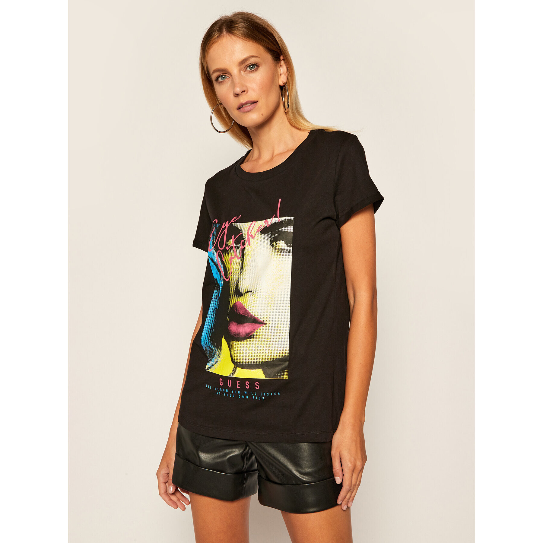 Guess Тишърт Andreana W0YI50 JA900 Черен Regular Fit - Pepit.bg