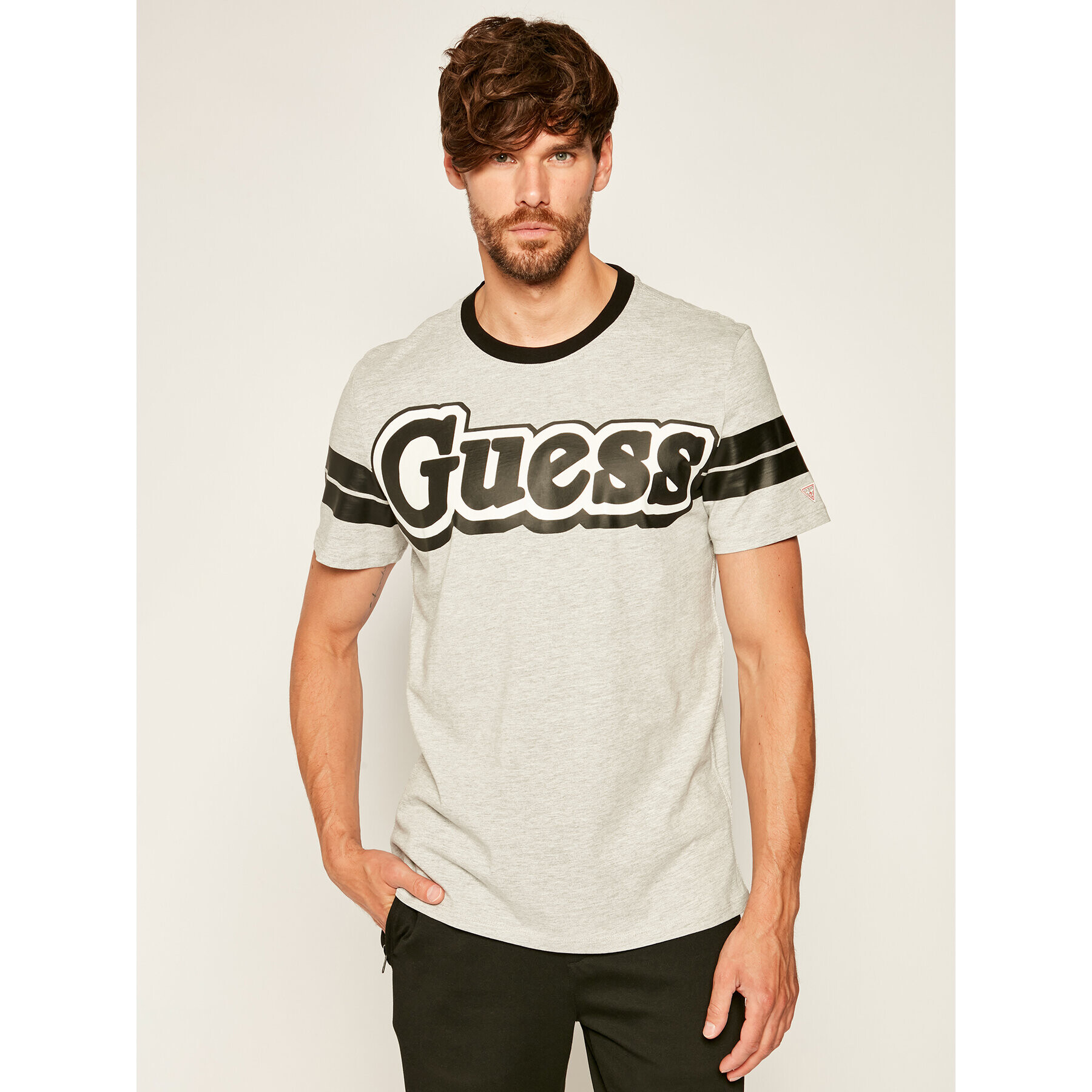 Guess Тишърт Bars M0YI44 K8FQ0 Сив Regular Fit - Pepit.bg