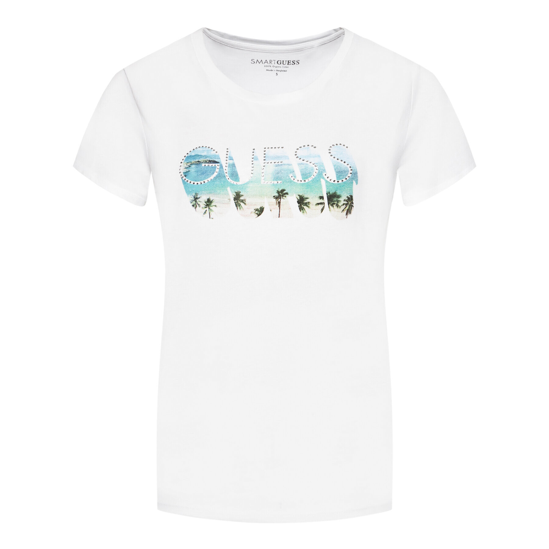 Guess Тишърт Beach Logo W1YI77 R1310 Бял Regular Fit - Pepit.bg