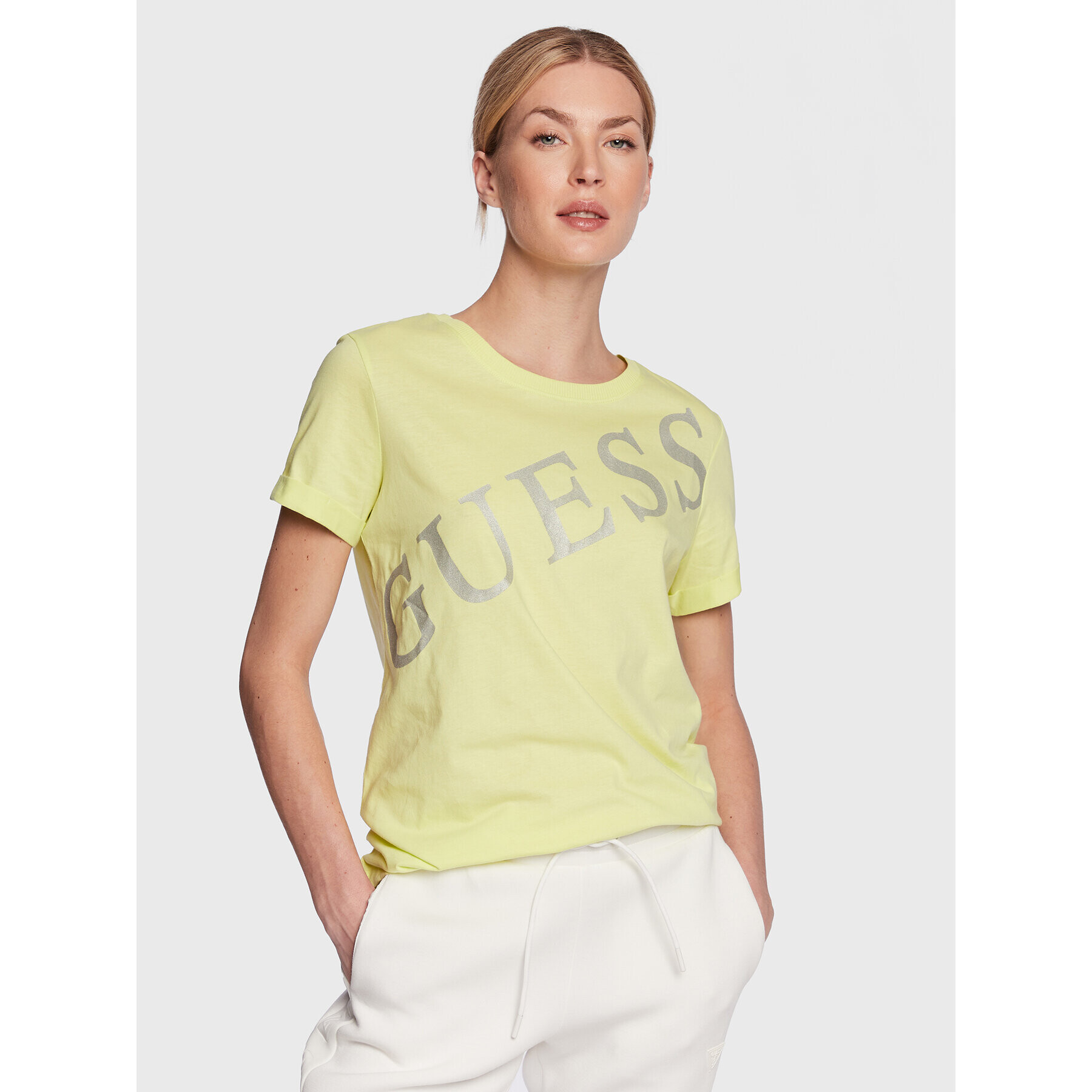 Guess Тишърт Benita W3RI27 JA914 Жълт Regular Fit - Pepit.bg