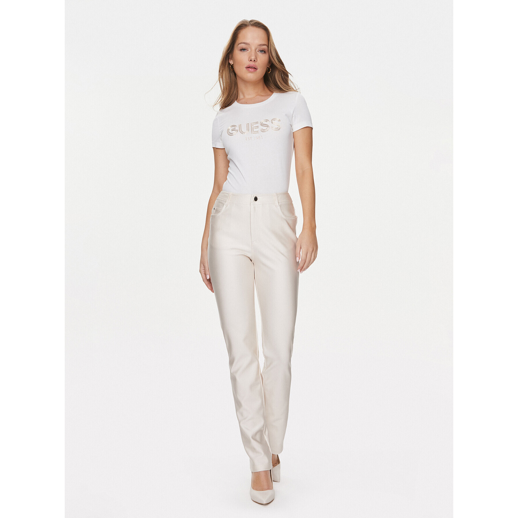 Guess Тишърт Bold W4RI29 J1314 Бял Slim Fit - Pepit.bg