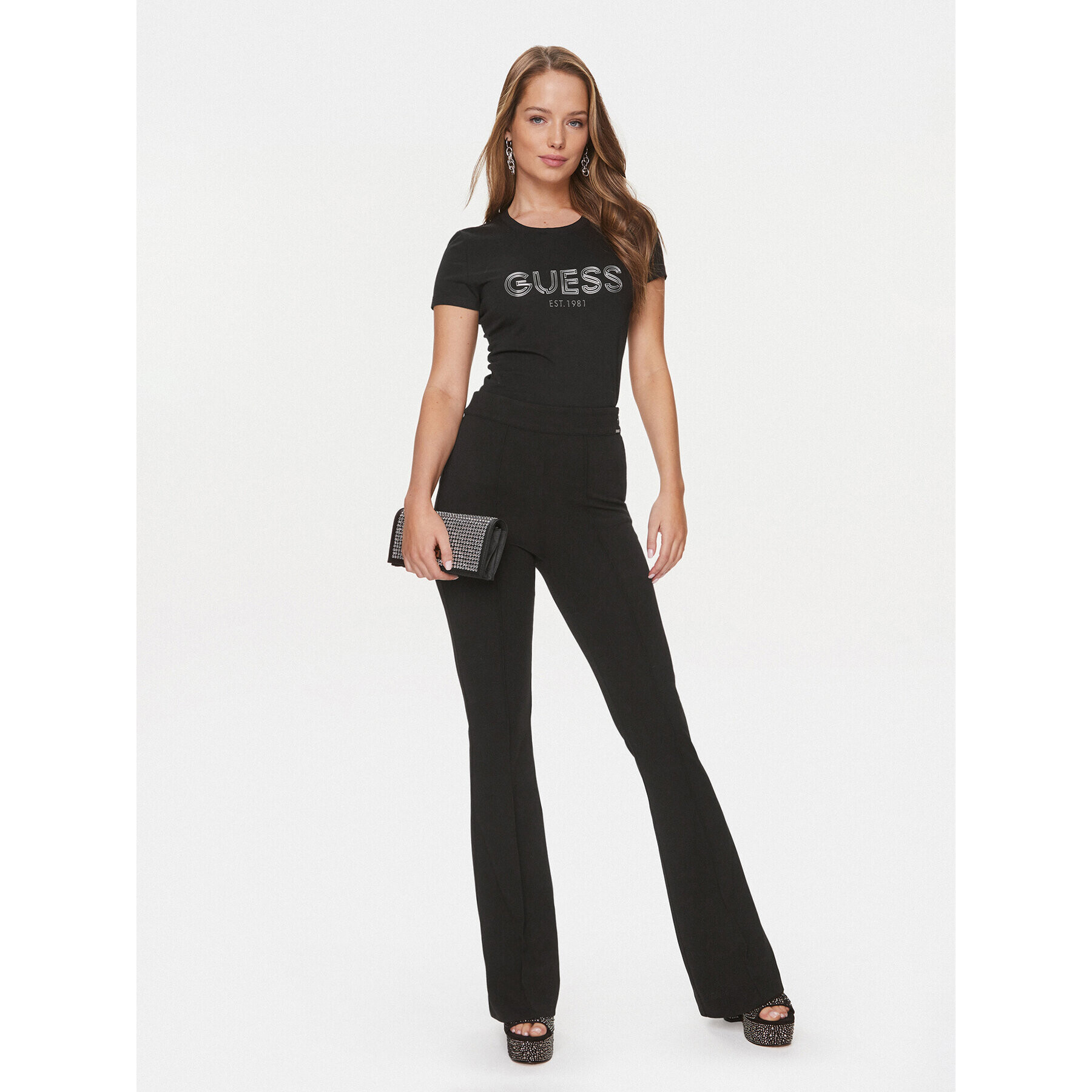 Guess Тишърт Bold W4RI29 J1314 Черен Slim Fit - Pepit.bg