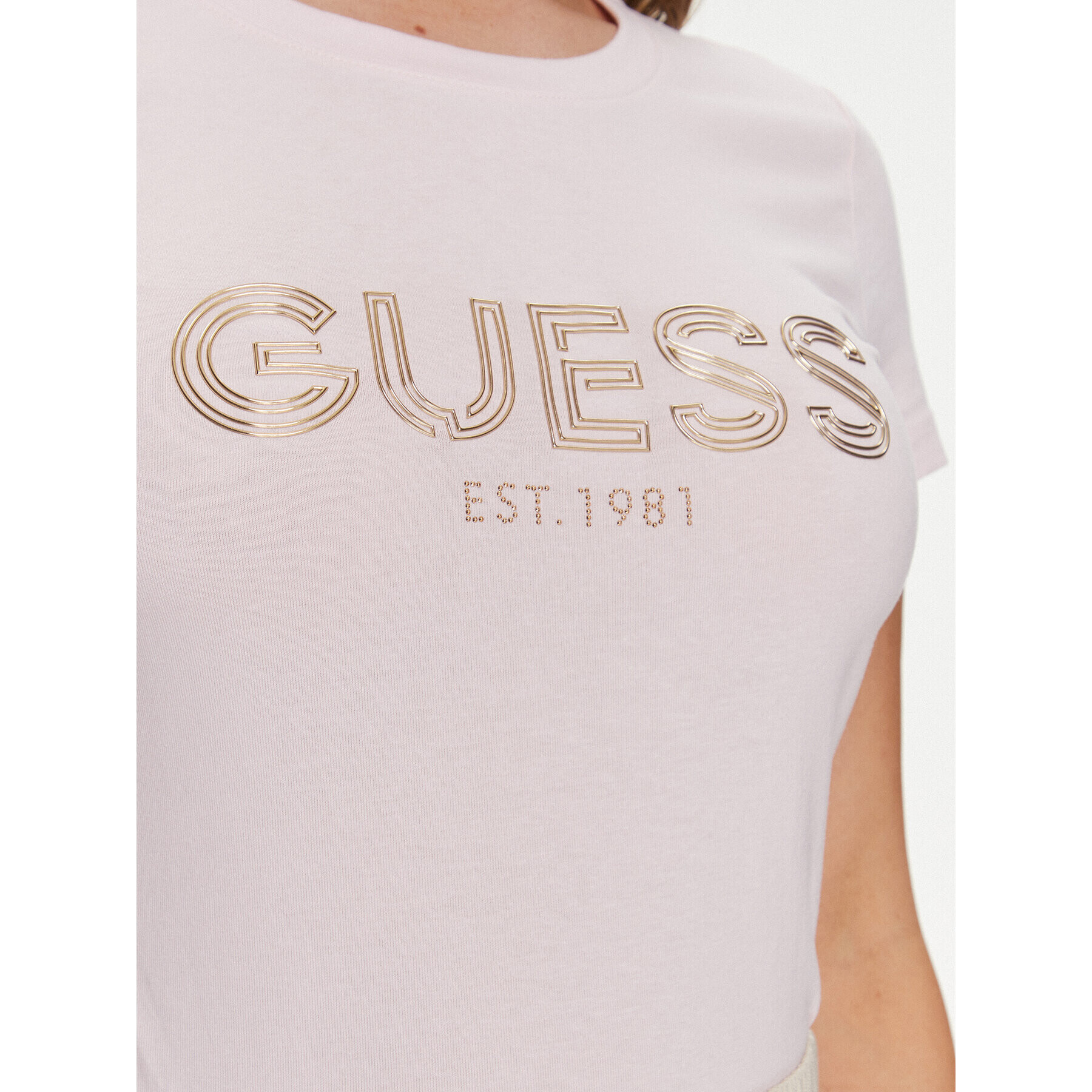 Guess Тишърт Bold W4RI29 J1314 Розов Slim Fit - Pepit.bg