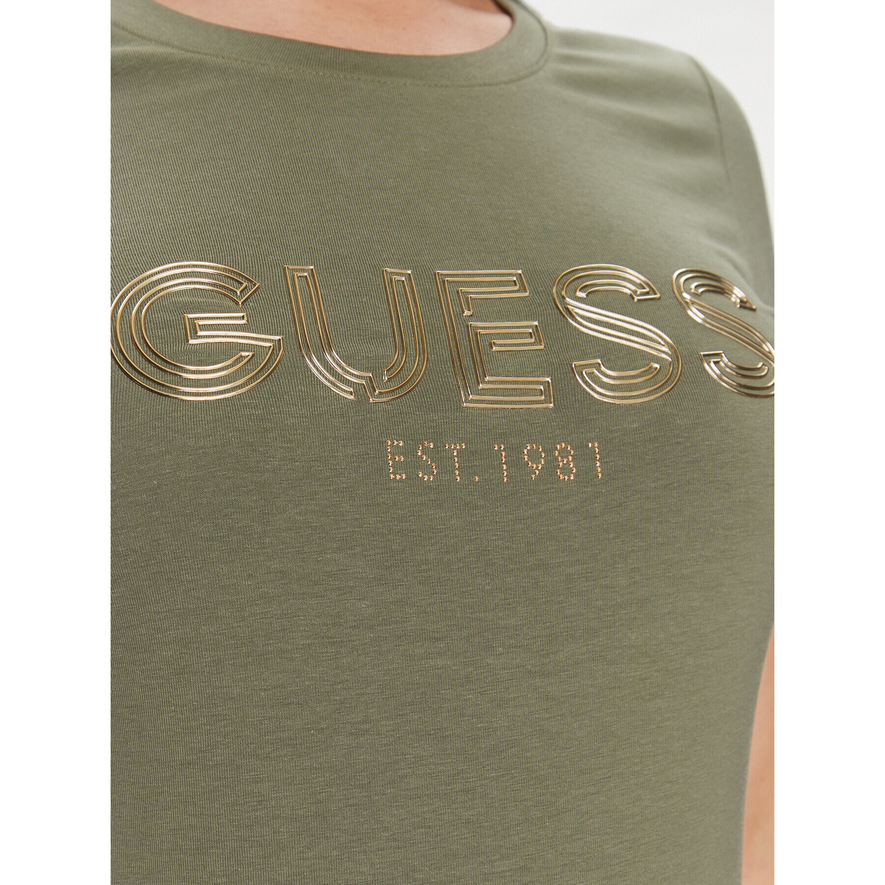 Guess Тишърт Bold W4RI29 J1314 Зелен Slim Fit - Pepit.bg