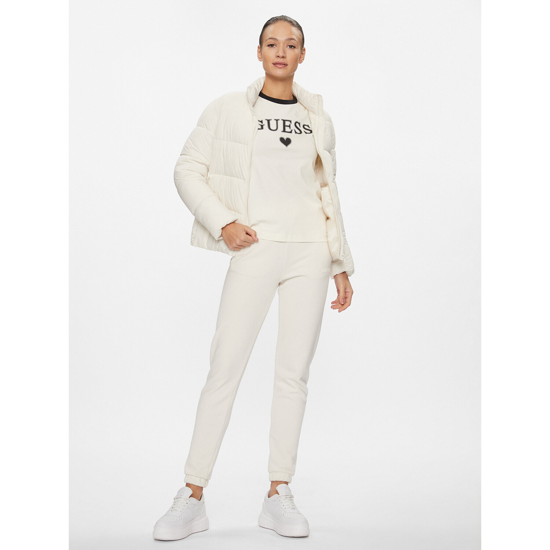 Guess Тишърт Caryl V4RI04 K8FQ4 Екрю Regular Fit - Pepit.bg