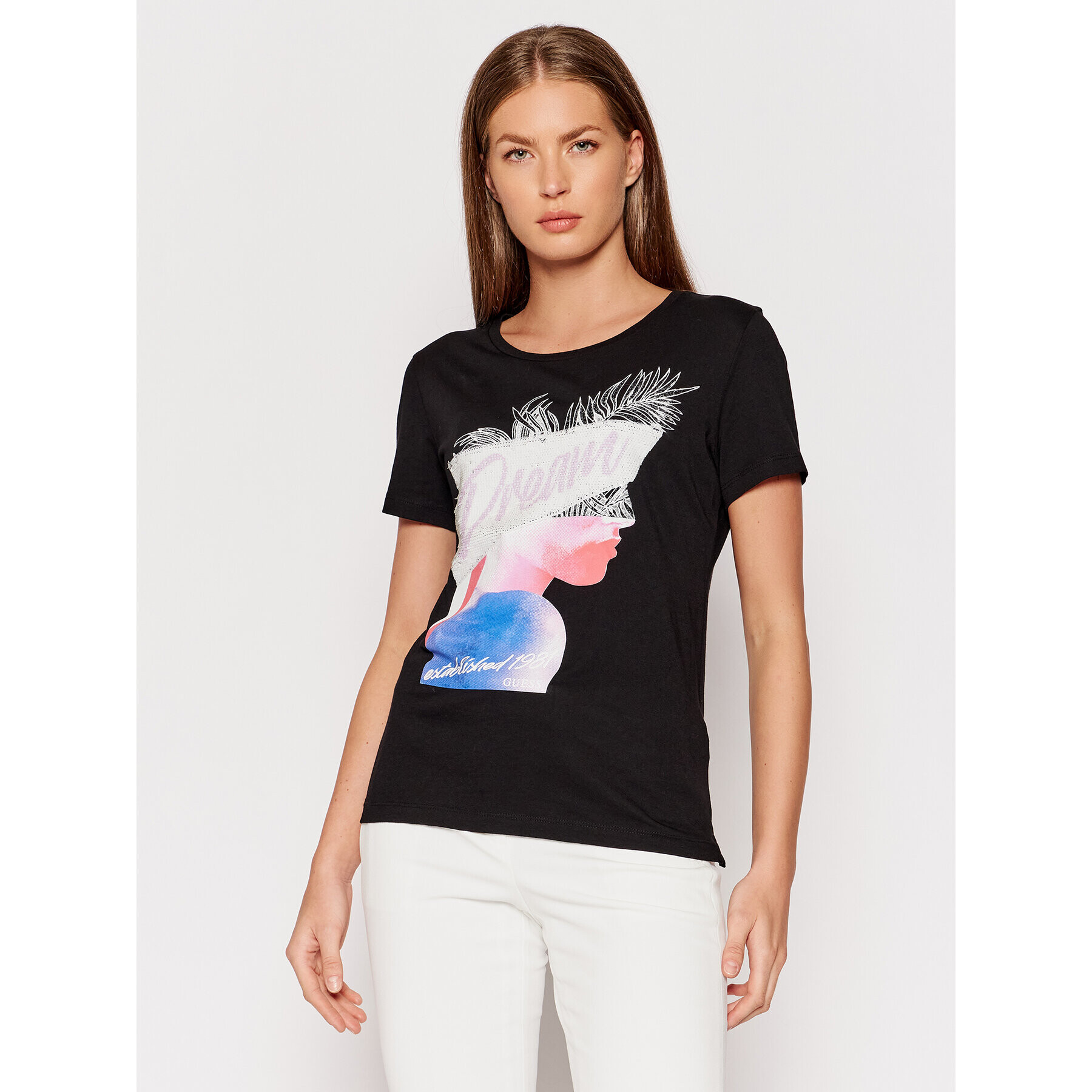 Guess Тишърт Cassandre W1YI0F K46D1 Черен Regular Fit - Pepit.bg