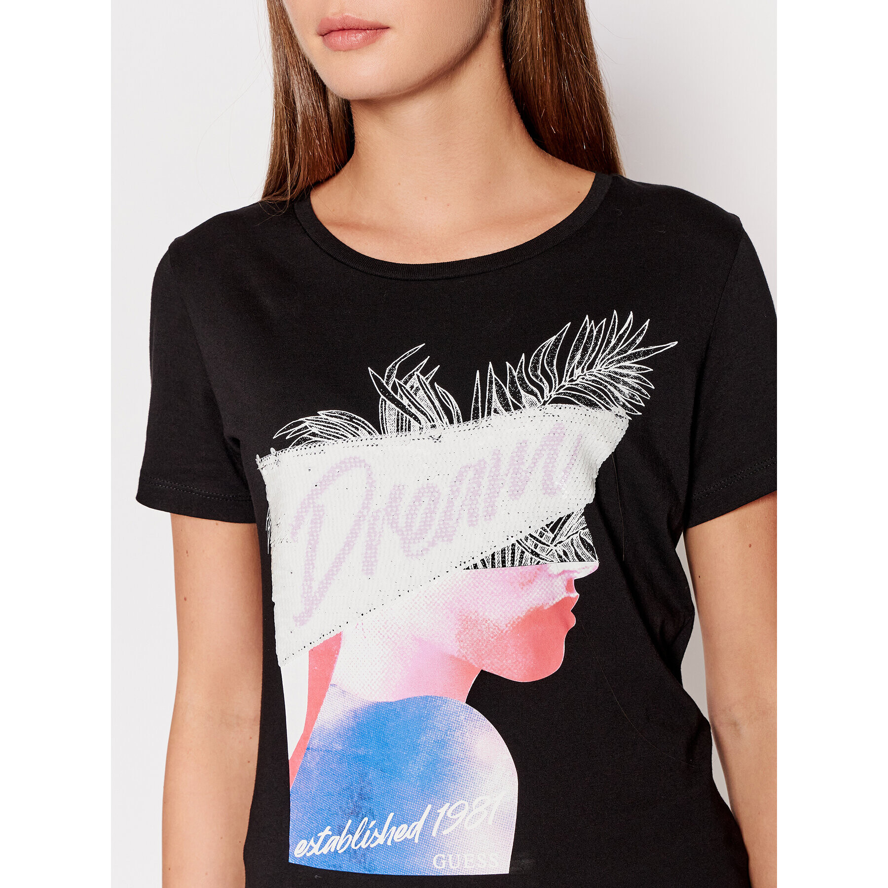 Guess Тишърт Cassandre W1YI0F K46D1 Черен Regular Fit - Pepit.bg