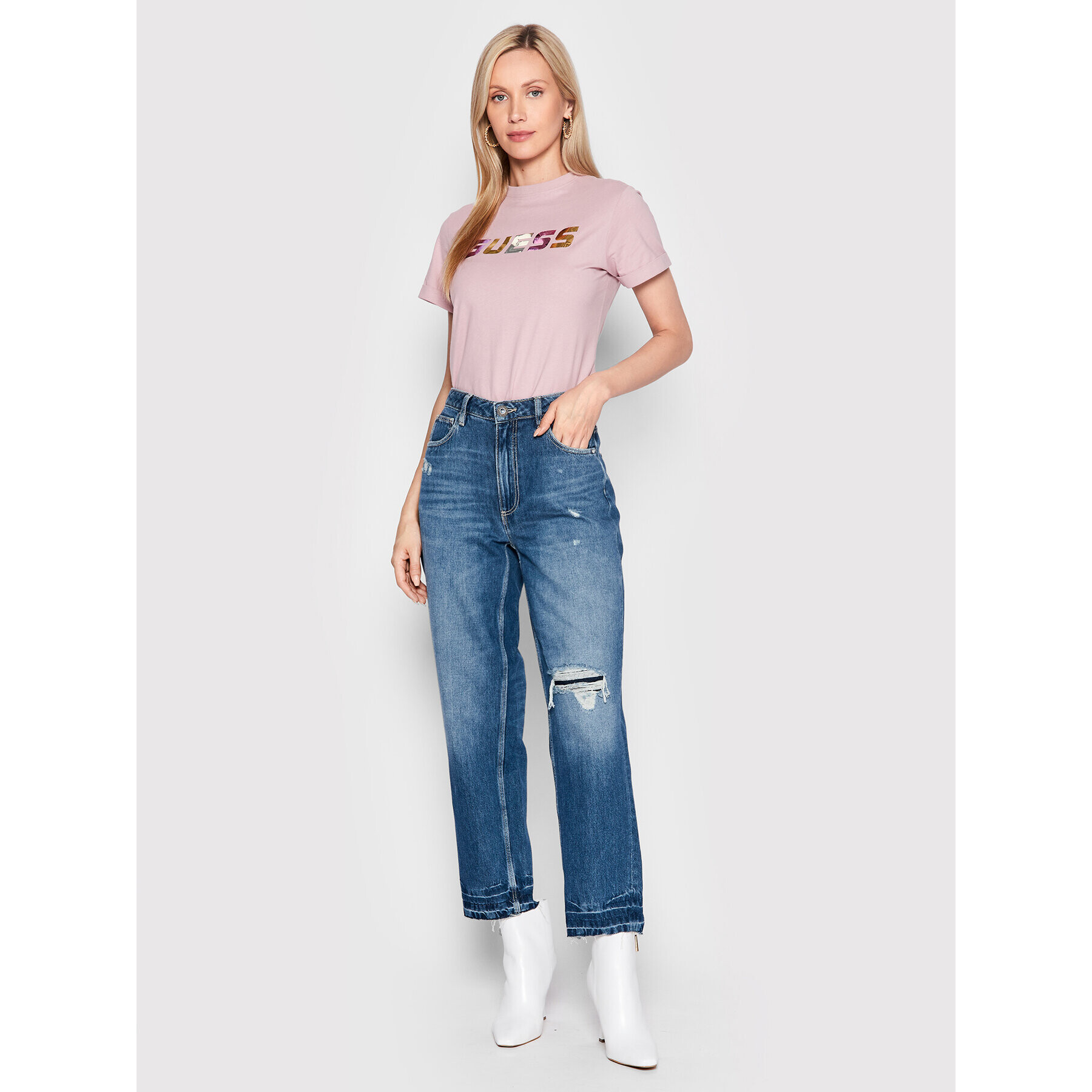 Guess Тишърт Chryssa V2YI04 I3Z11 Розов Regular Fit - Pepit.bg