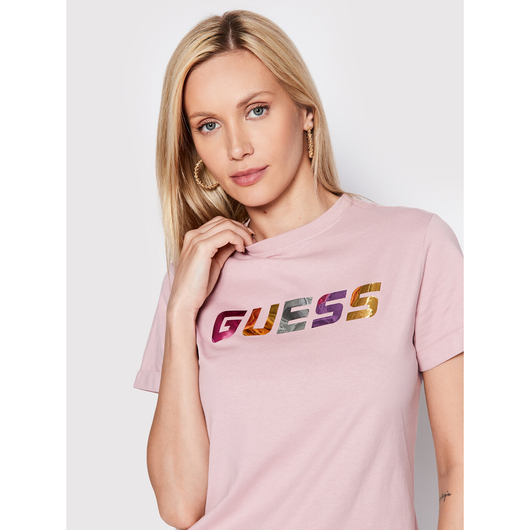 Guess Тишърт Chryssa V2YI04 I3Z11 Розов Regular Fit - Pepit.bg