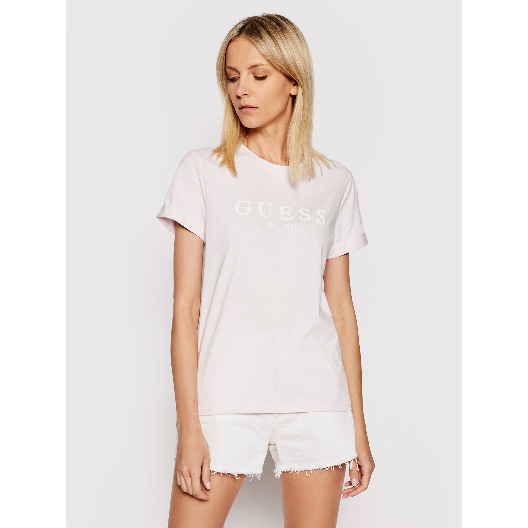 Guess Тишърт 1981 W0GI69 R8G01 Розов Regular Fit - Pepit.bg