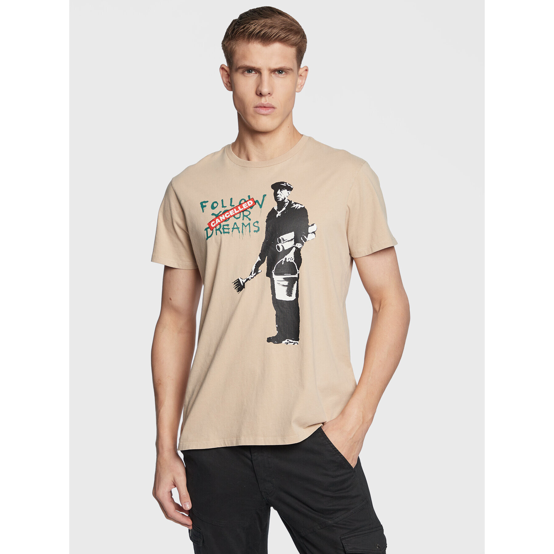 Guess Тишърт Dre M2BI1X KBDL0 Бежов Regular Fit - Pepit.bg