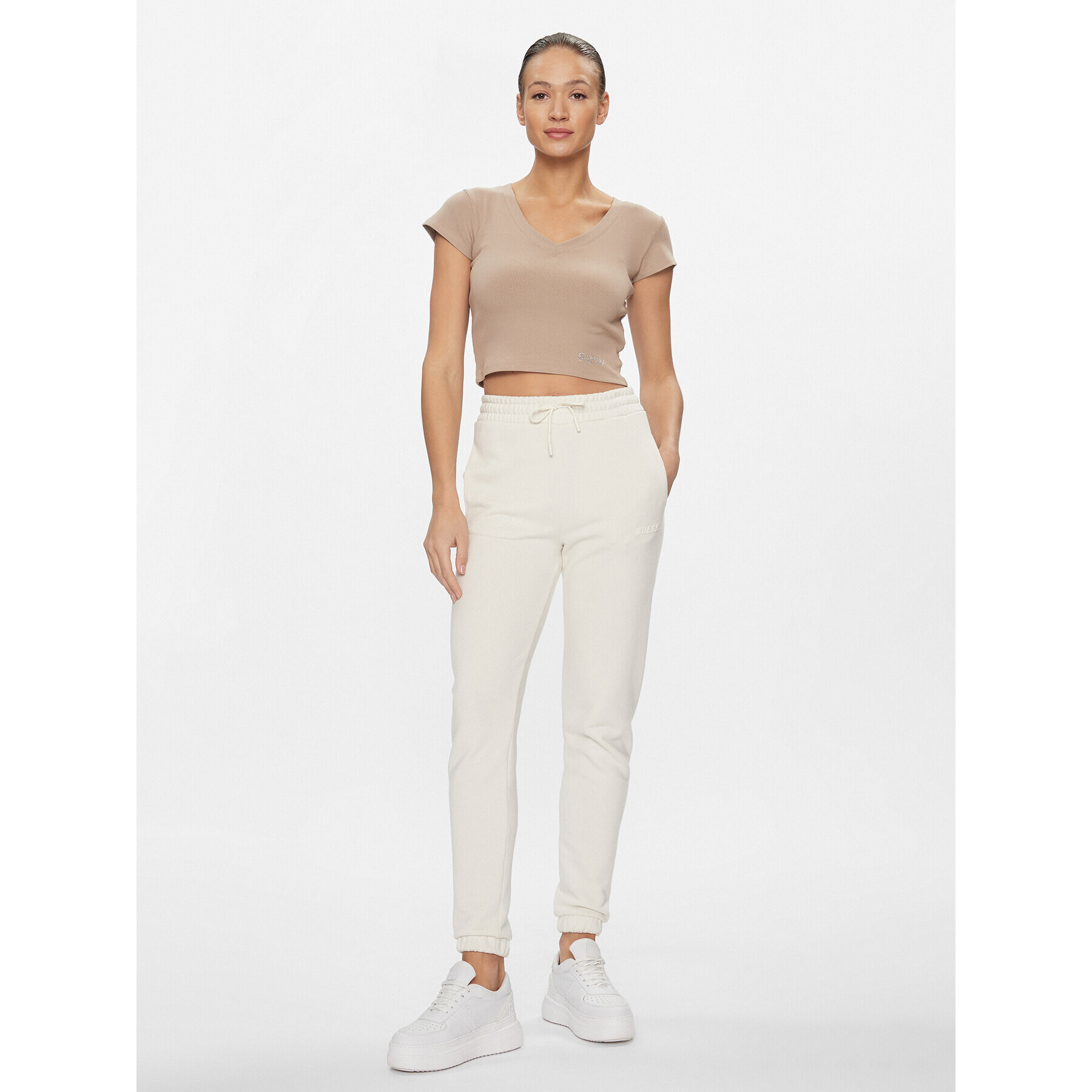 Guess Тишърт Edie V4RP10 K8RT2 Розов Slim Fit - Pepit.bg