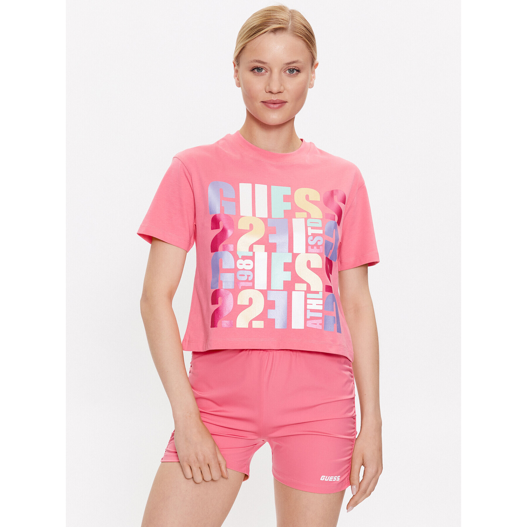 Guess Тишърт Edwina V3GI08 I3Z14 Розов Regular Fit - Pepit.bg