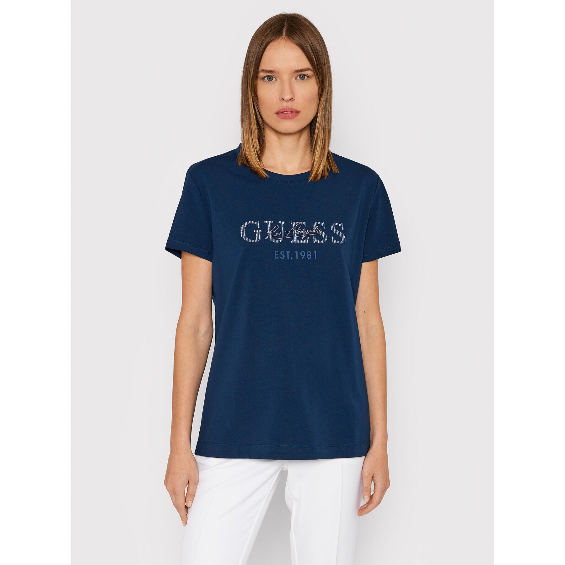 Guess Тишърт Enara W1BI02 J1311 Тъмносин Regular Fit - Pepit.bg