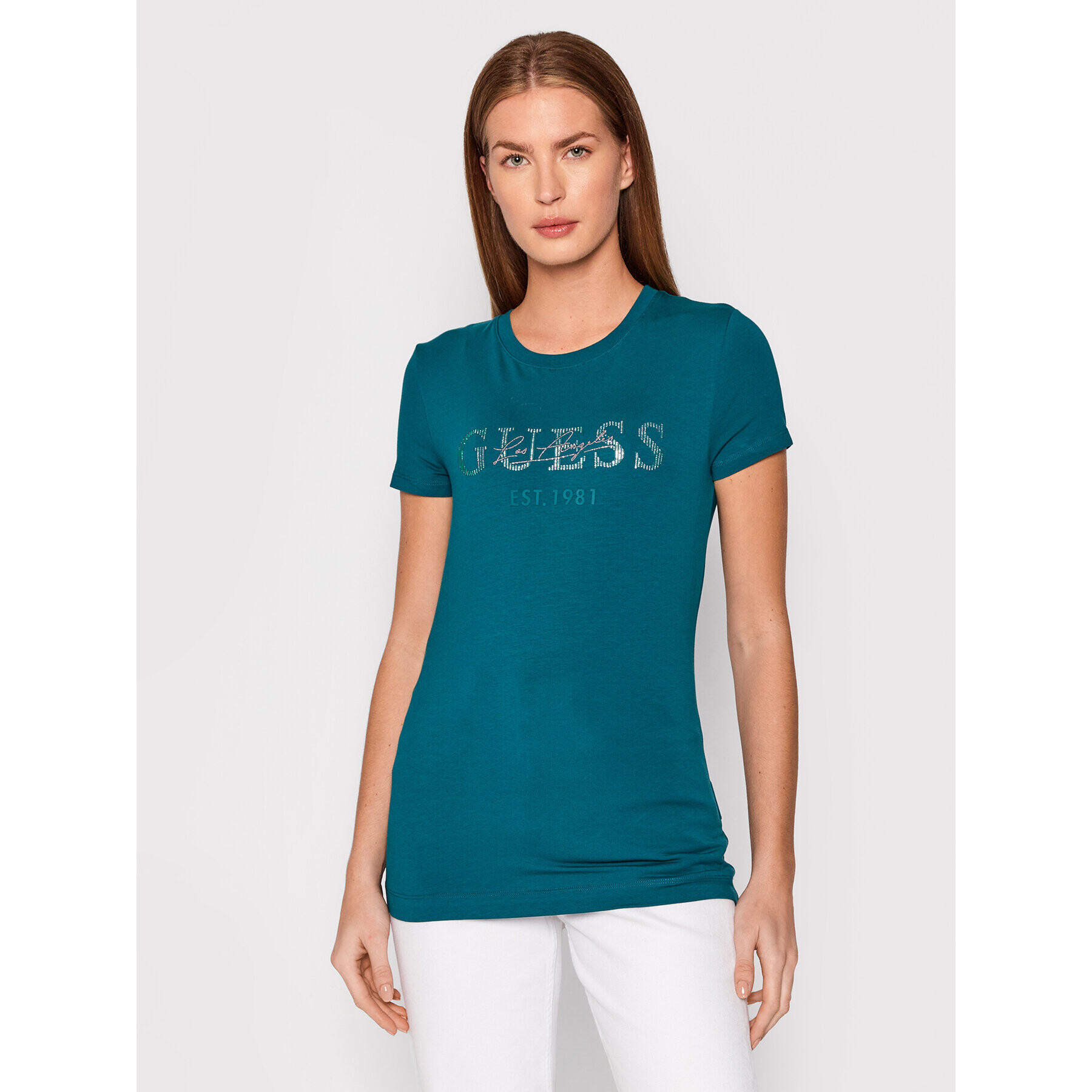 Guess Тишърт Enara W1BI02 J1311 Зелен Regular Fit - Pepit.bg
