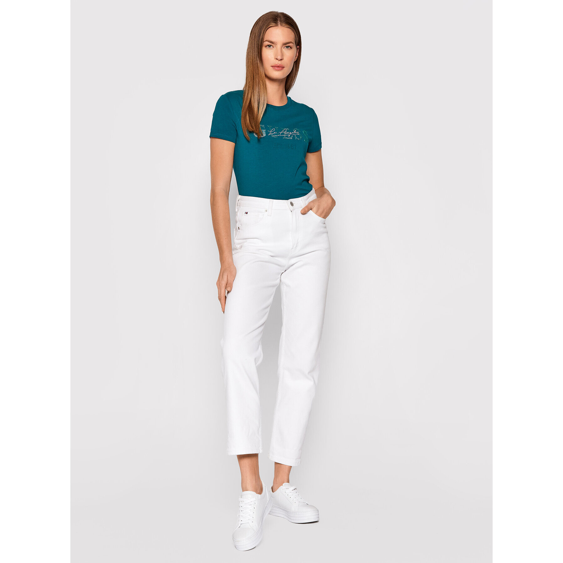 Guess Тишърт Enara W1BI02 J1311 Зелен Regular Fit - Pepit.bg