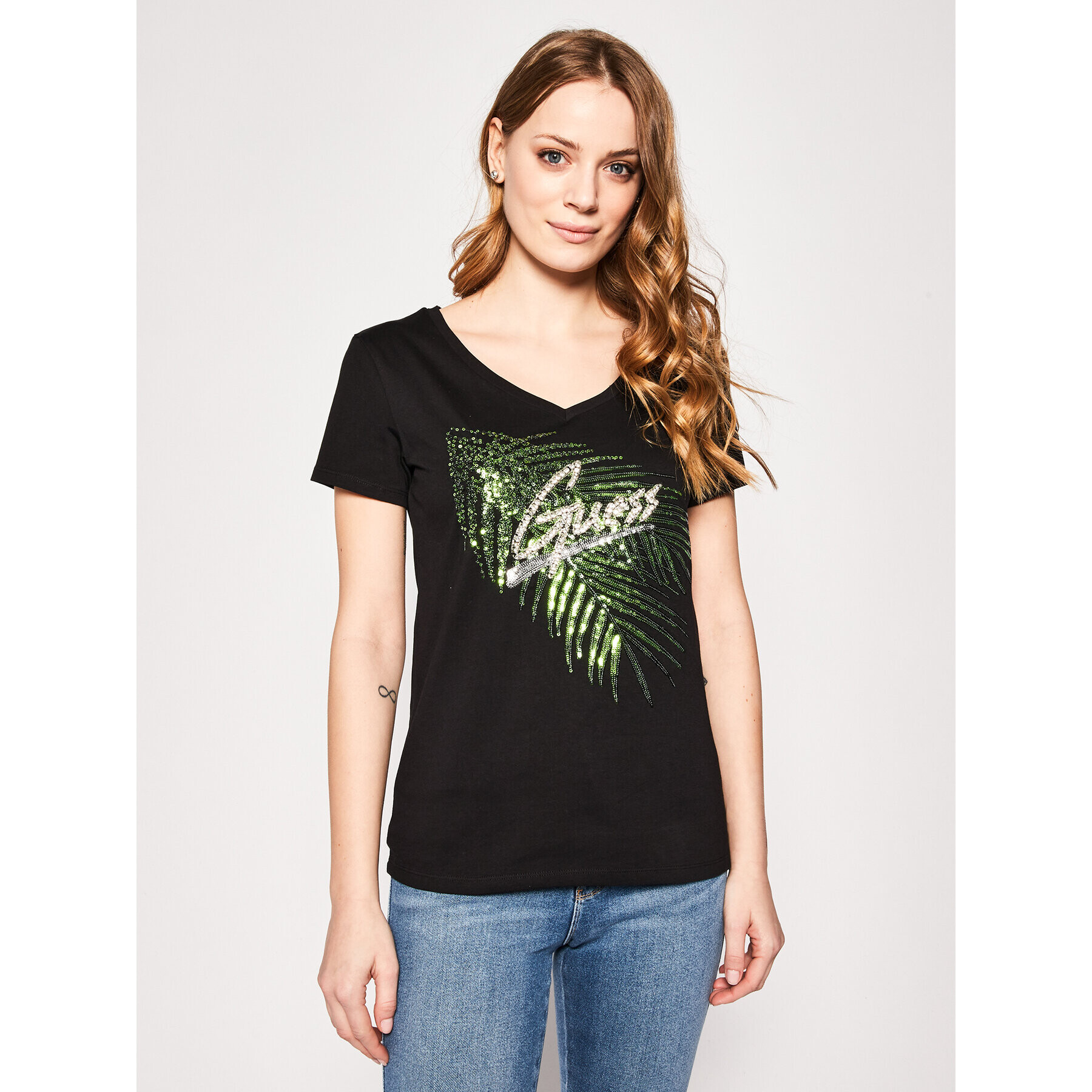Guess Тишърт Estella W0GI22 I3Z00 Черен Regular Fit - Pepit.bg