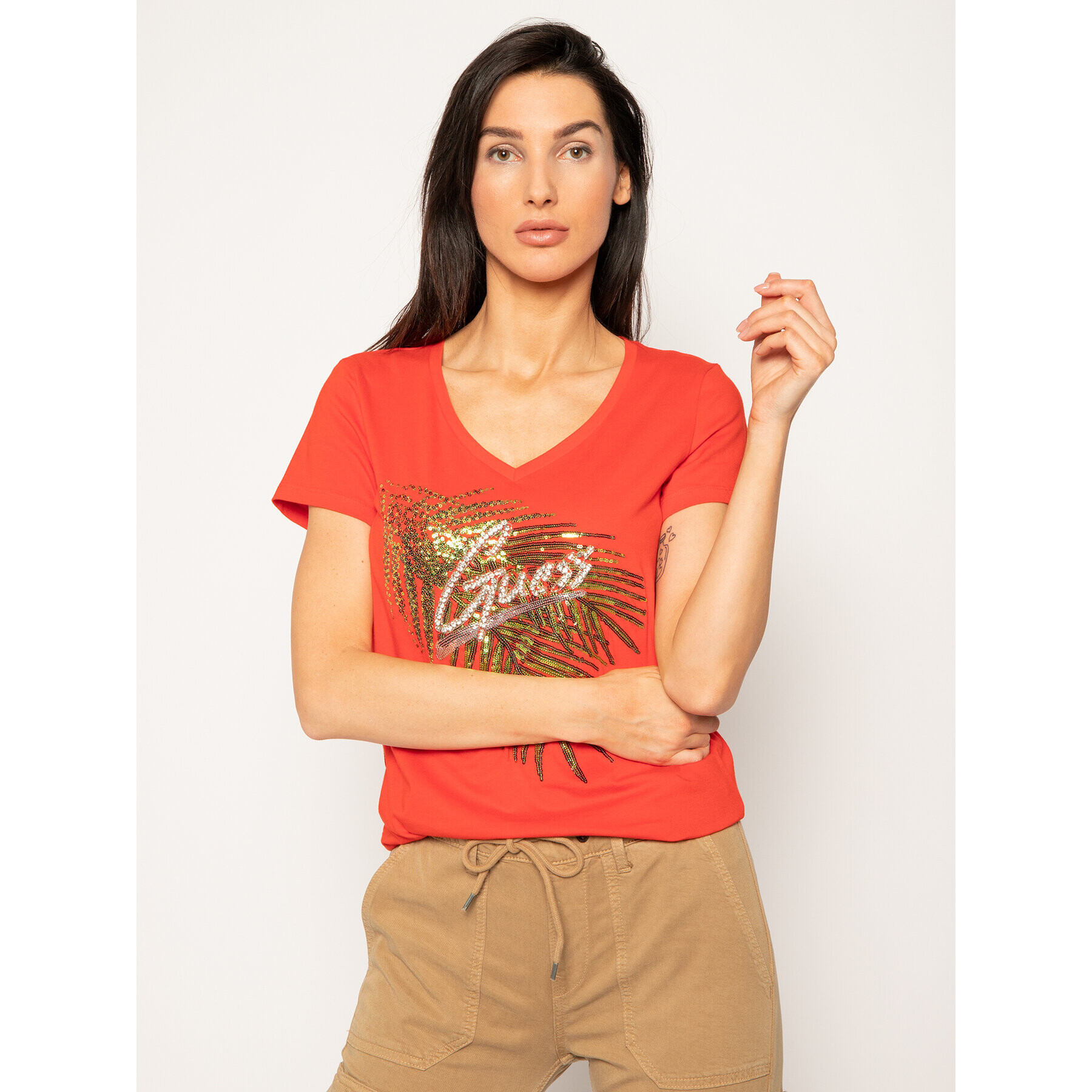 Guess Тишърт Estella W0GI22 I3Z00 Червен Regular Fit - Pepit.bg