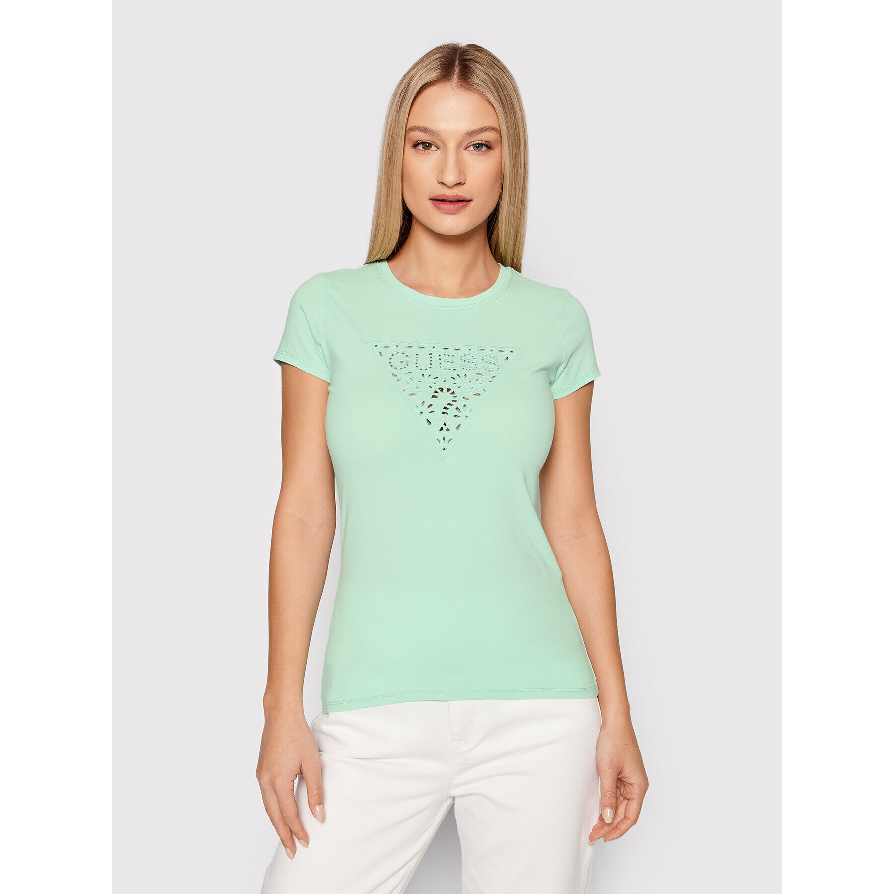 Guess Тишърт Eyelet W2GI31 KA0Q1 Зелен Regular Fit - Pepit.bg