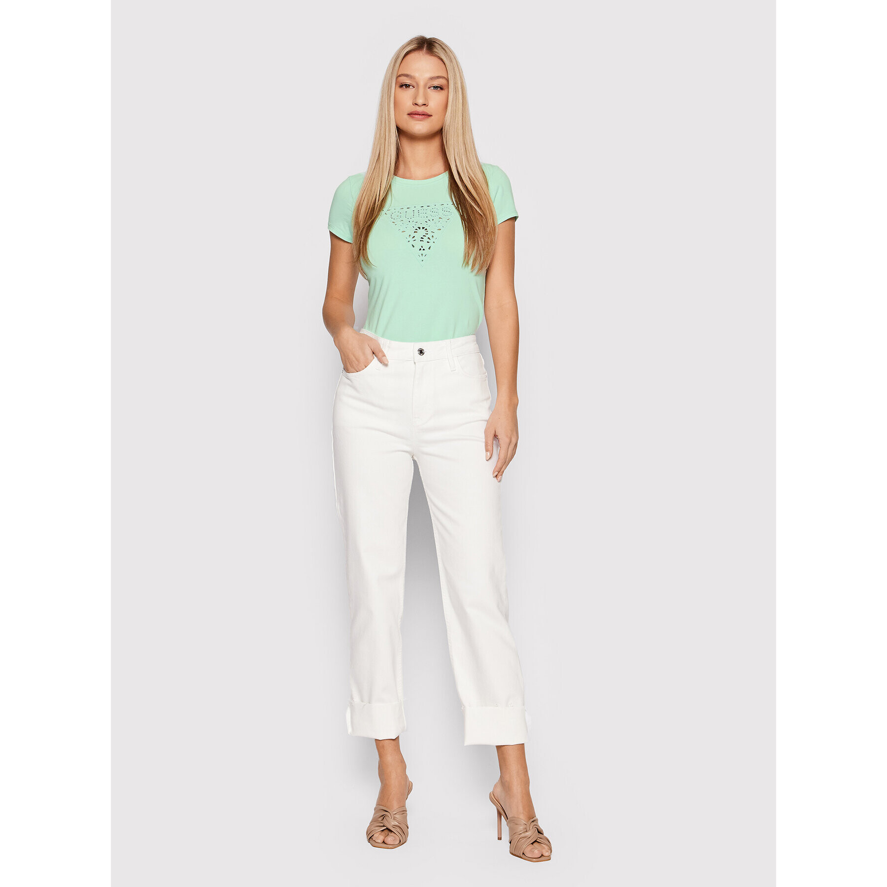 Guess Тишърт Eyelet W2GI31 KA0Q1 Зелен Regular Fit - Pepit.bg