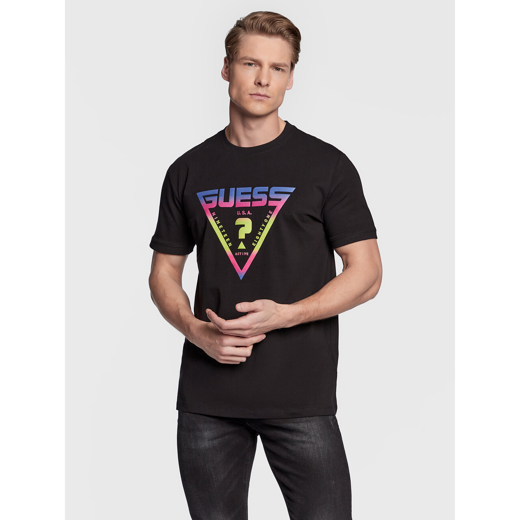 Guess Тишърт Ezra Z3RI09 J1314 Черен Slim Fit - Pepit.bg