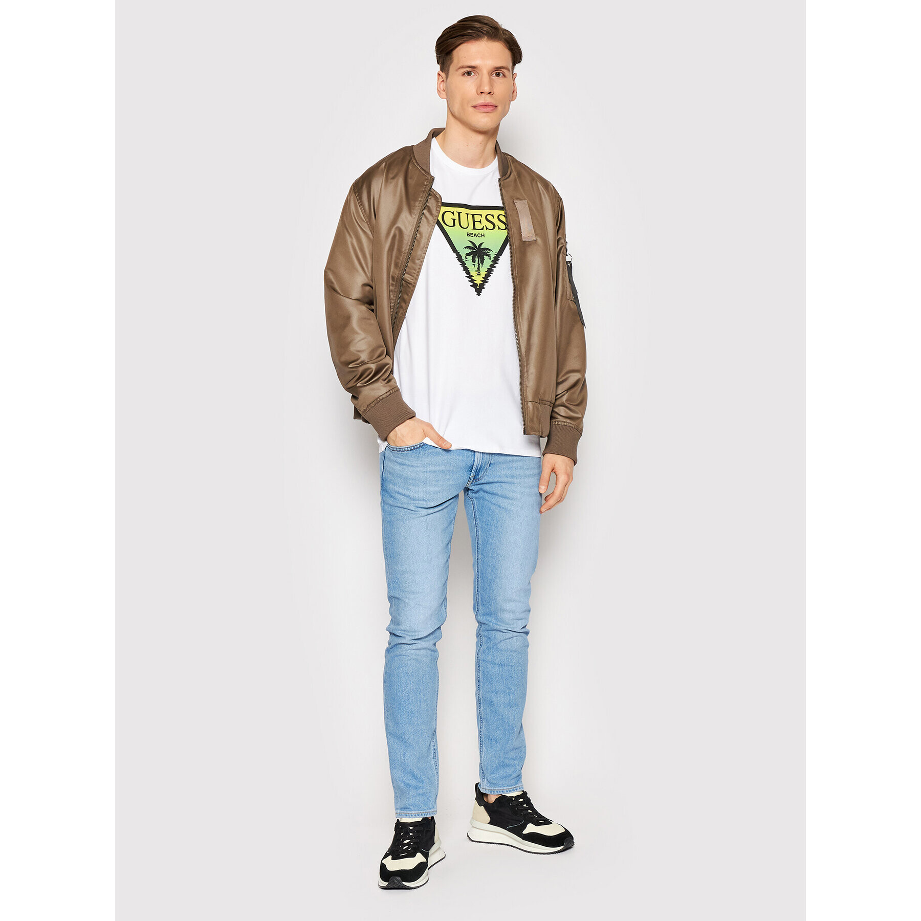 Guess Тишърт F2GI00 J1311 Бял Slim Fit - Pepit.bg