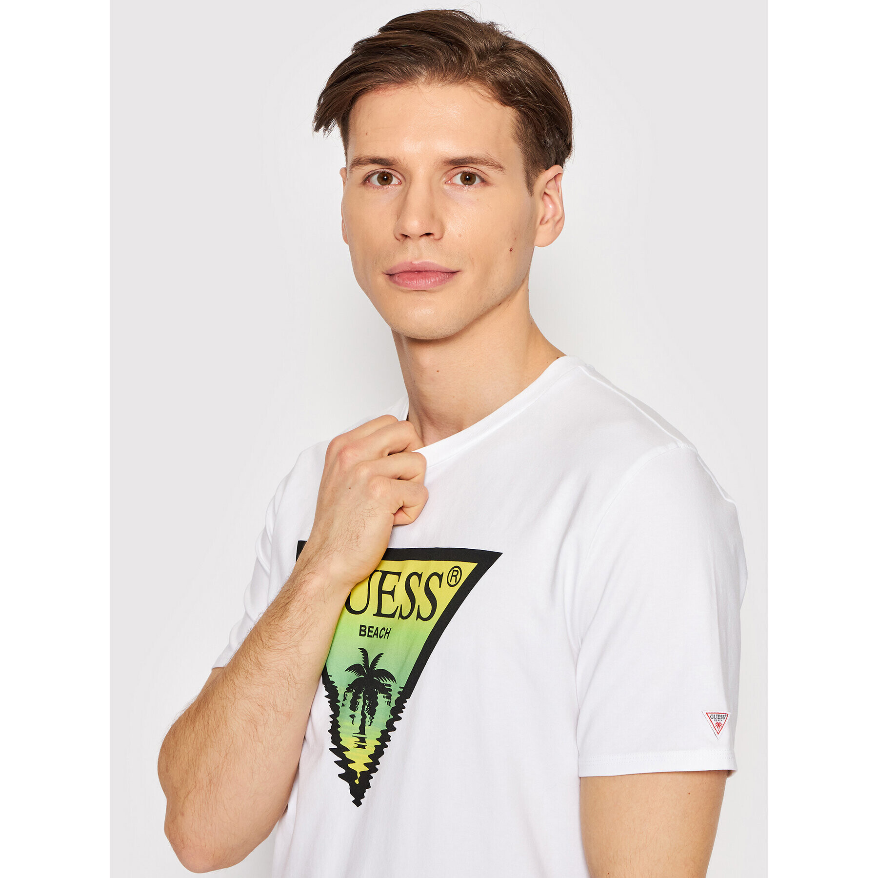 Guess Тишърт F2GI00 J1311 Бял Slim Fit - Pepit.bg