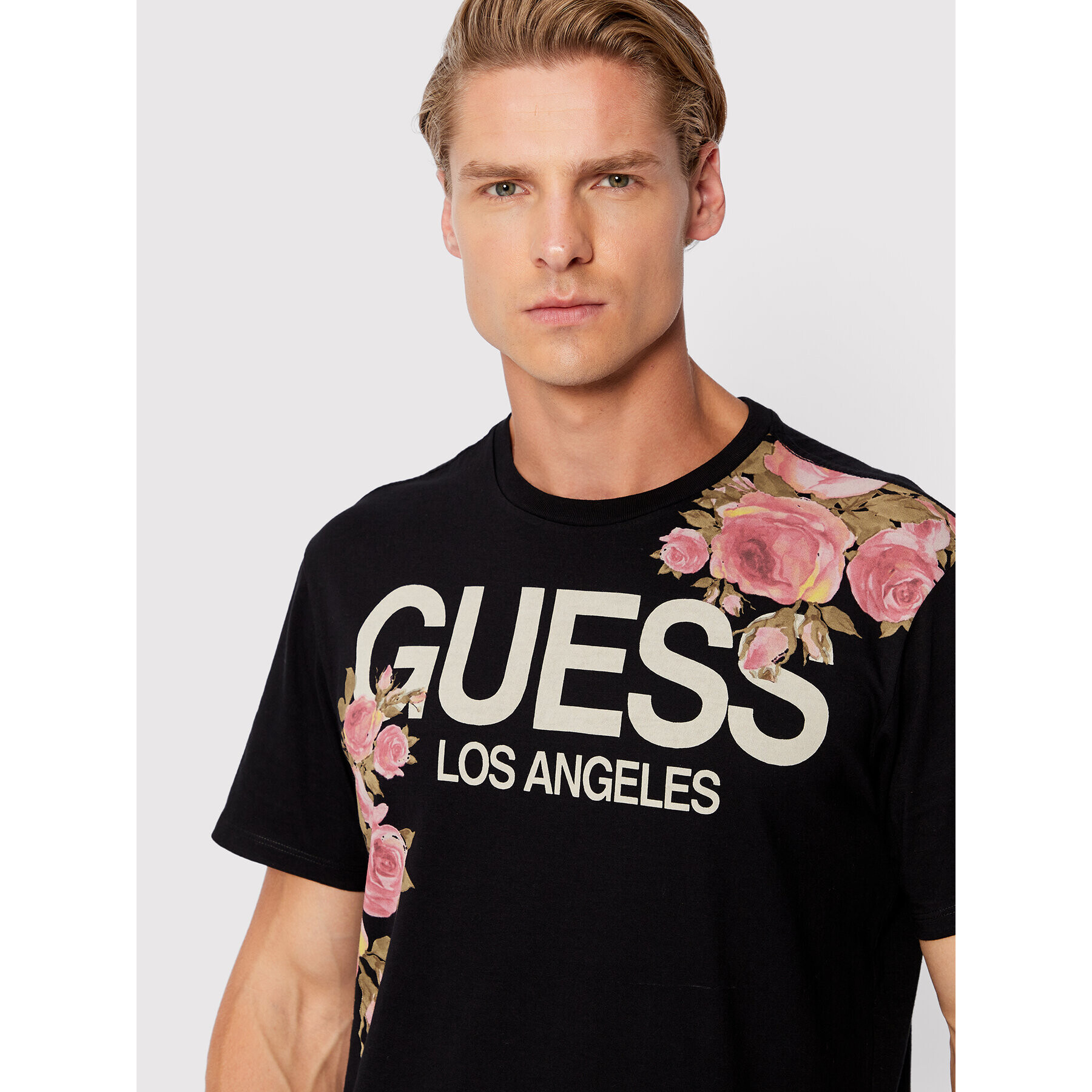 Guess Тишърт Floral Logo M2BI75 K9RM3 Черен Regular Fit - Pepit.bg