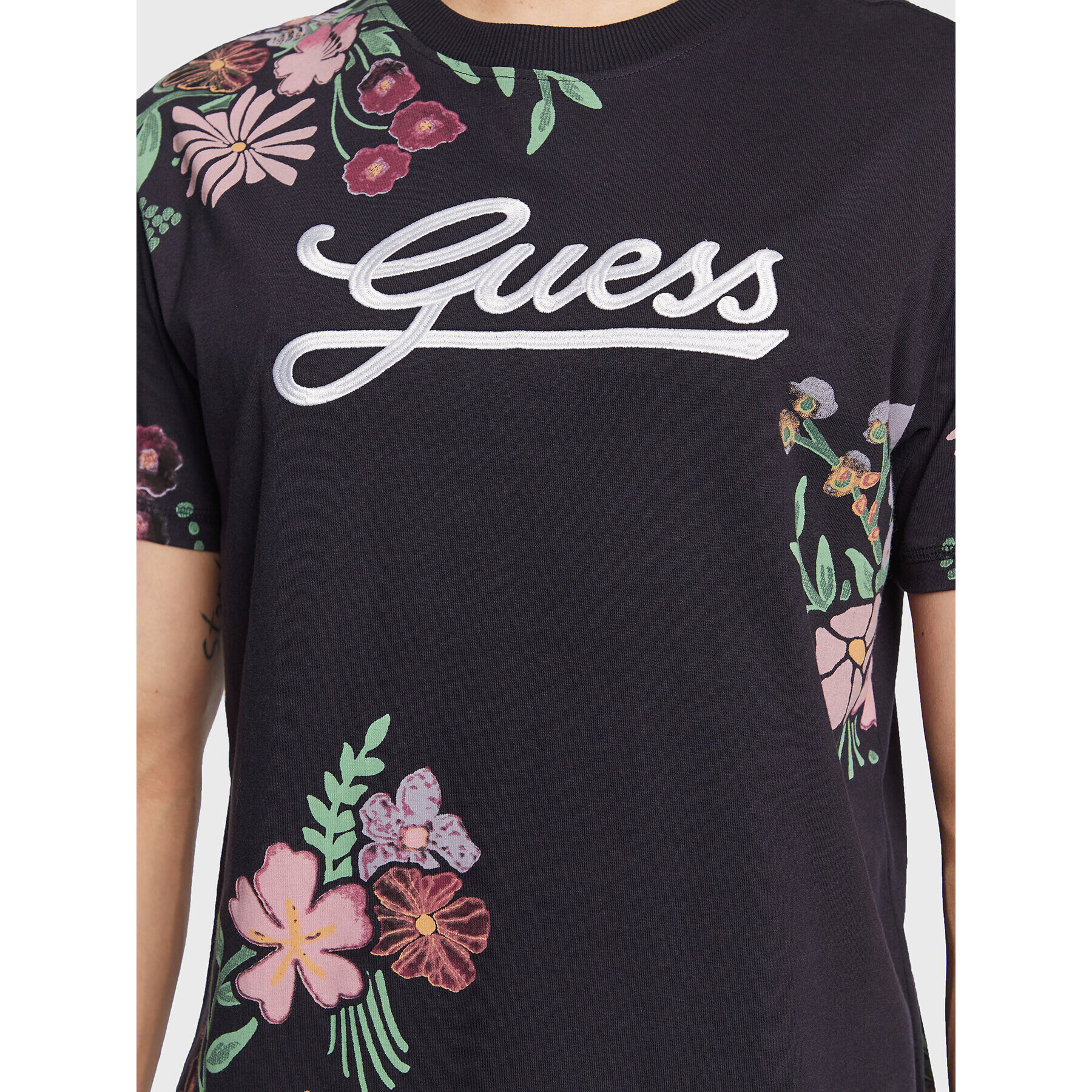 Guess Тишърт Flower Script M3GI07 K8FQ4 Тъмносин Regular Fit - Pepit.bg