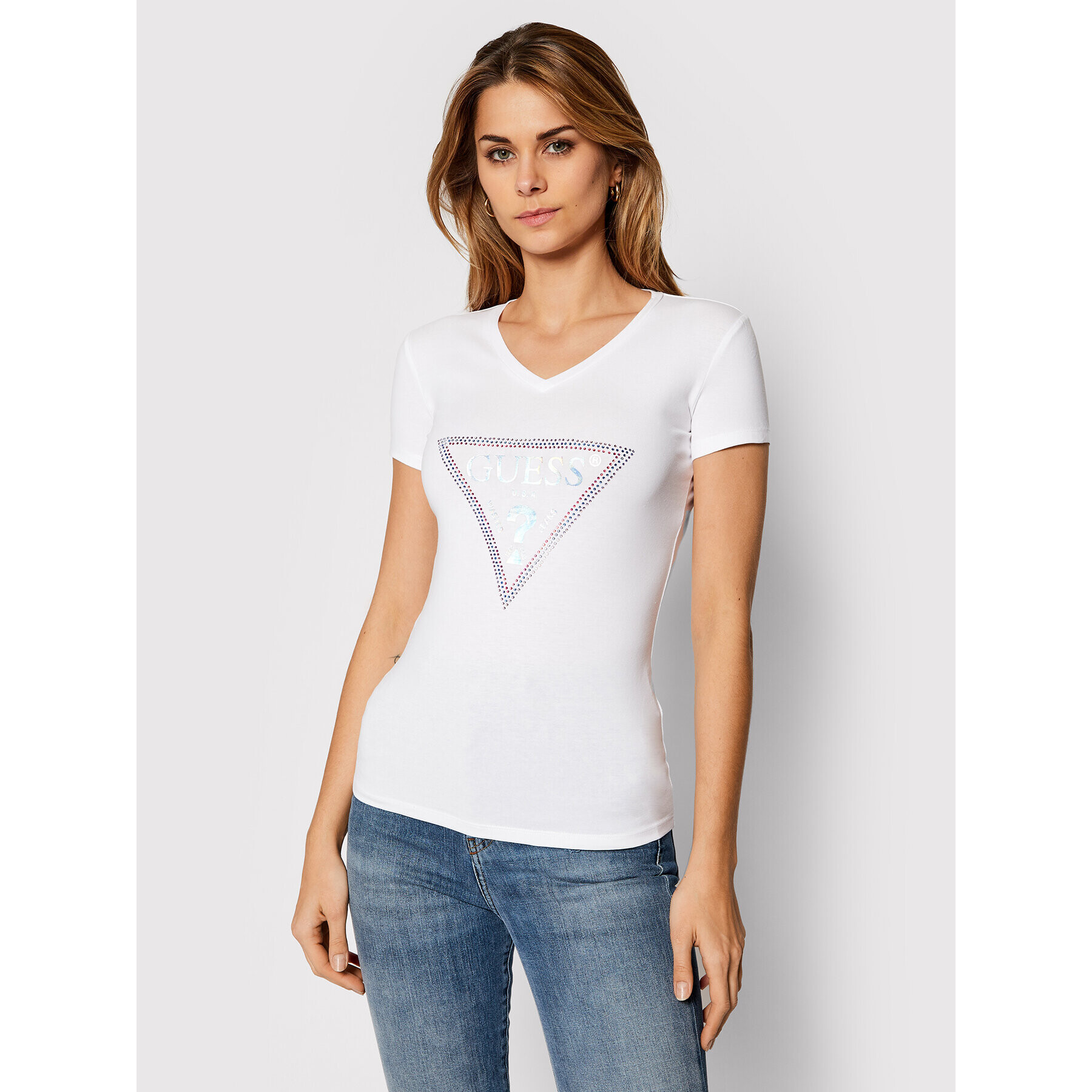 Guess Тишърт Freda Tee W0BI63 J1300 Бял Slim Fit - Pepit.bg