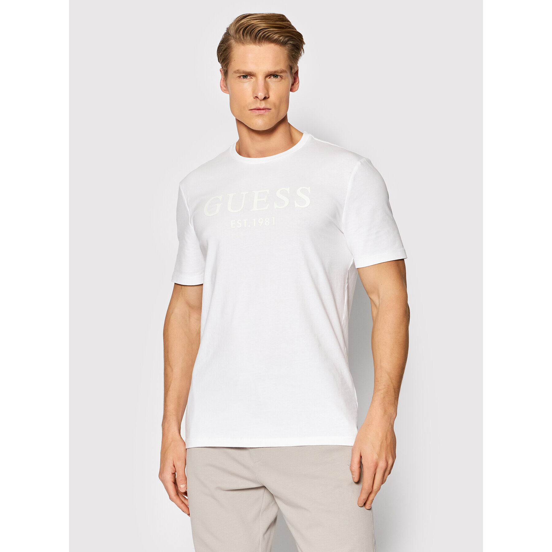 Guess Тишърт Gammy M2RI29 J1311 Бял Slim Fit - Pepit.bg