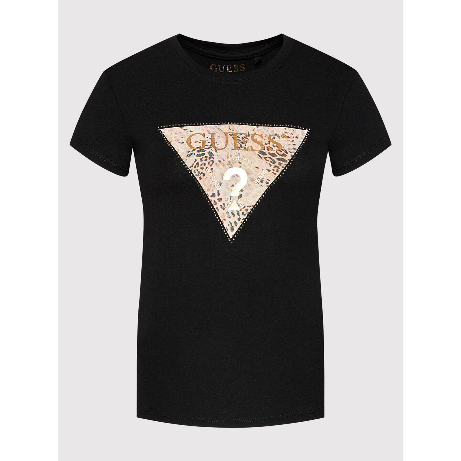 Guess Тишърт Ghost Leopard Logo W1BI52 KA0Q0 Черен Regular Fit - Pepit.bg