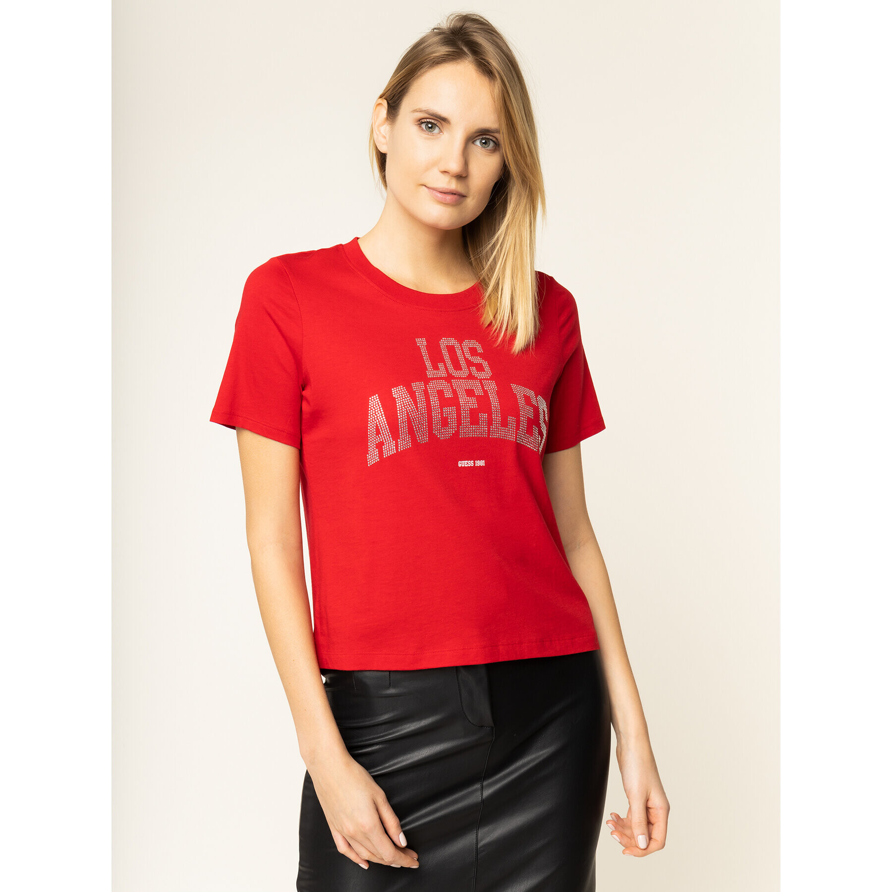 Guess Тишърт Glam La Tee W01I89 R5JK0 Червен Regular Fit - Pepit.bg