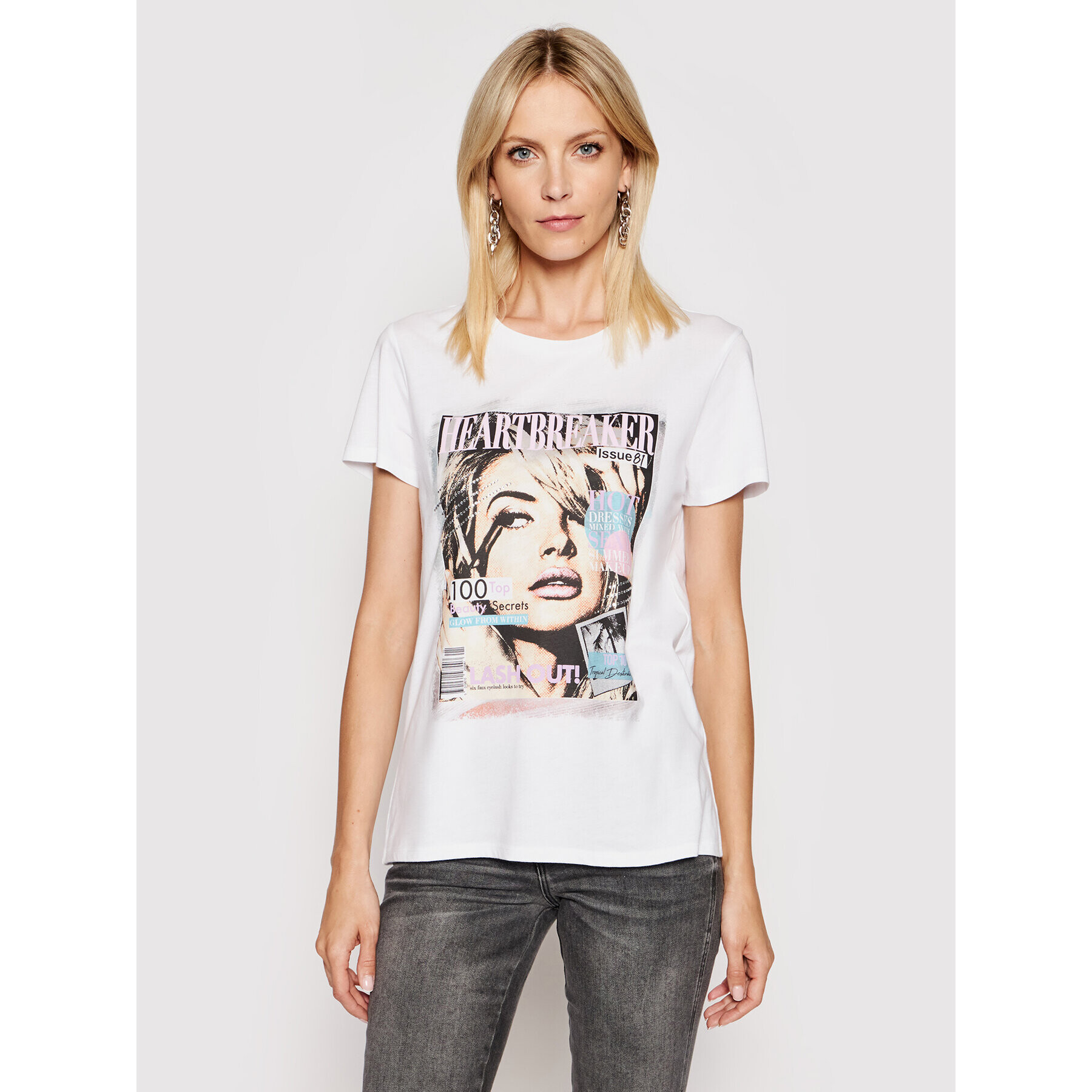 Guess Тишърт Heartbreaker W1YI56 R9RV1 Бял Regular Fit - Pepit.bg