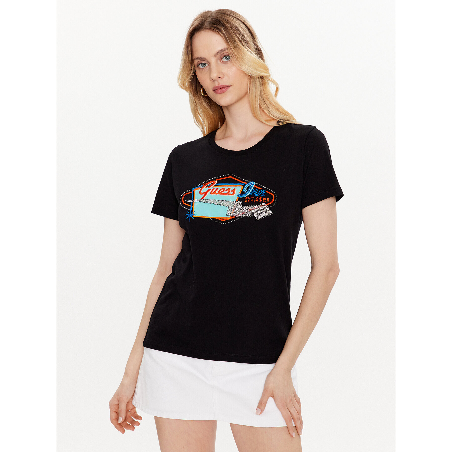 Guess Тишърт Hotel W3GI26 JA914 Черен Regular Fit - Pepit.bg