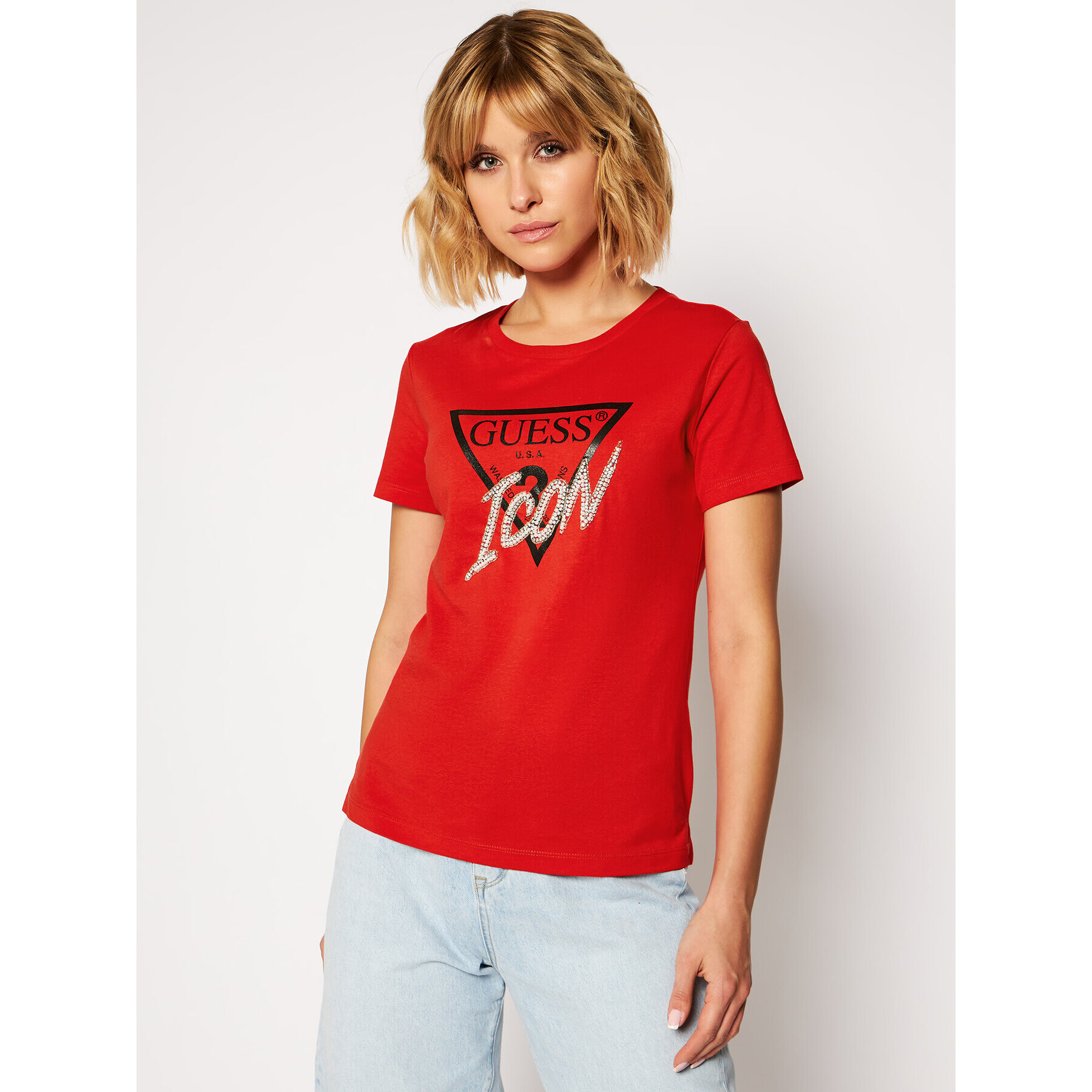 Guess Тишърт Icon Tee W0BI00 I3Z00 Червен Regular Fit - Pepit.bg