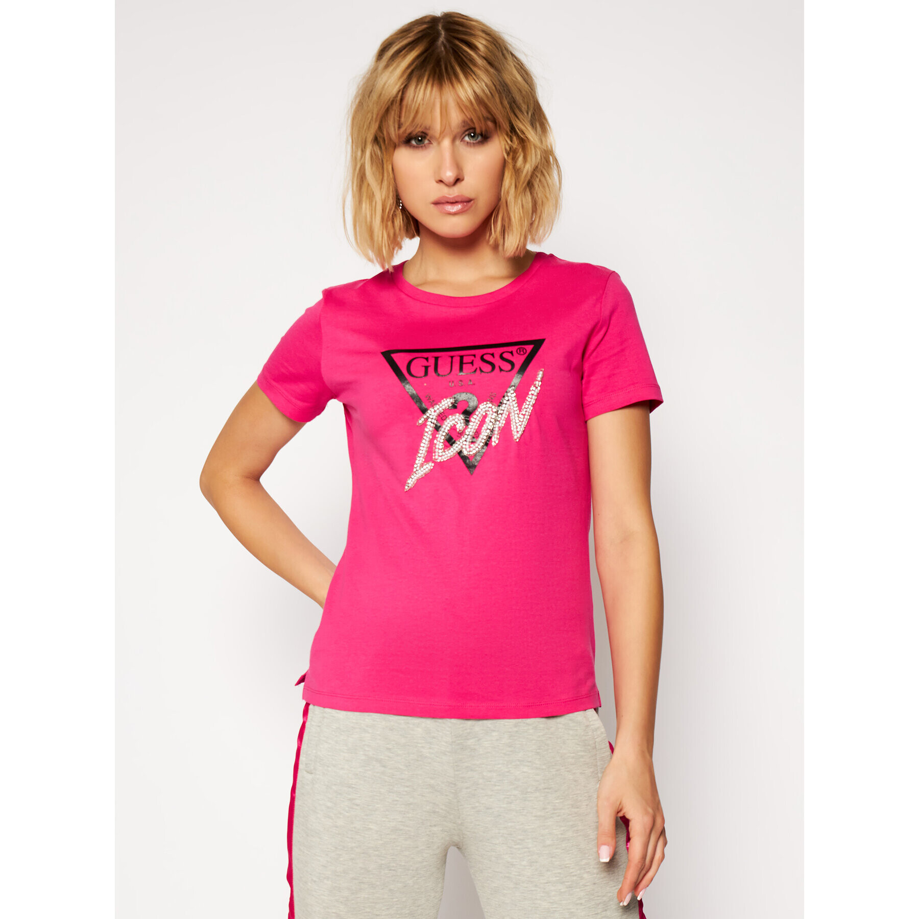 Guess Тишърт Icon Tee W0BI00 I3Z00 Розов Regular Fit - Pepit.bg