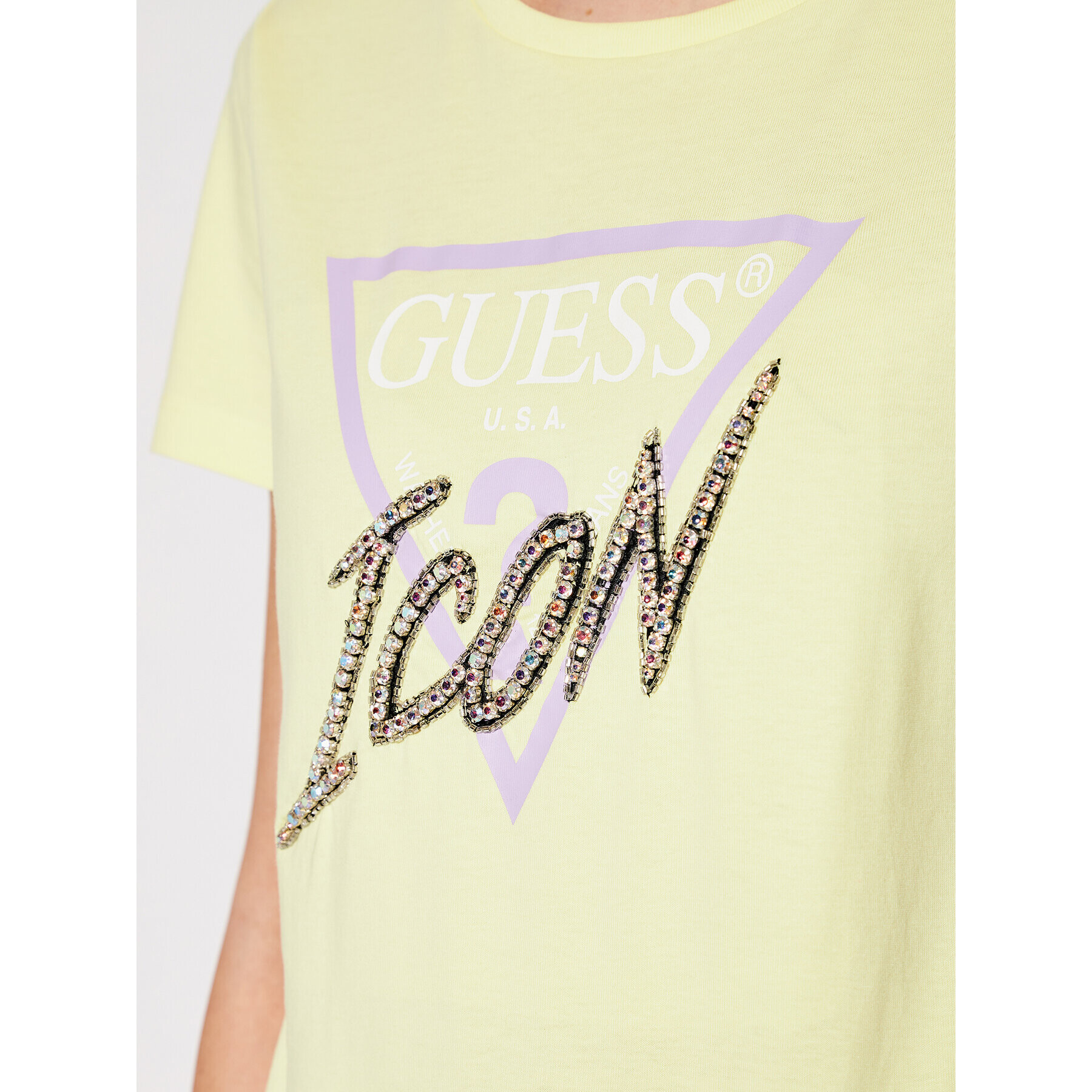 Guess Тишърт Icon Tee W1RI25 I3Z00 Жълт Regular Fit - Pepit.bg