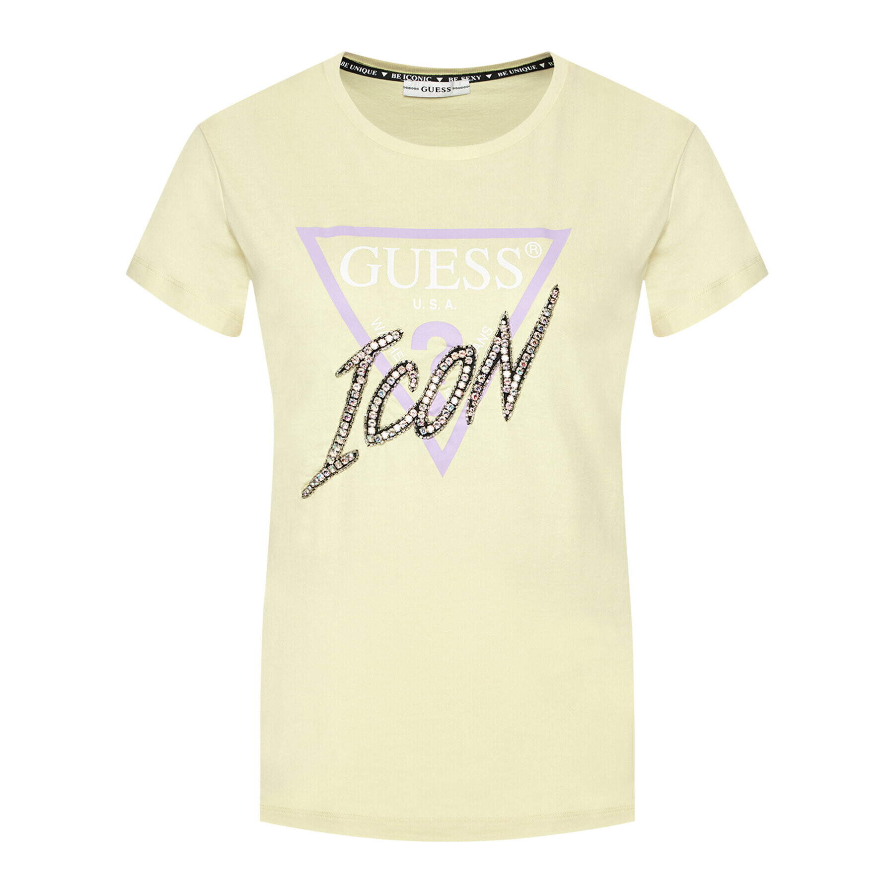 Guess Тишърт Icon Tee W1RI25 I3Z00 Жълт Regular Fit - Pepit.bg