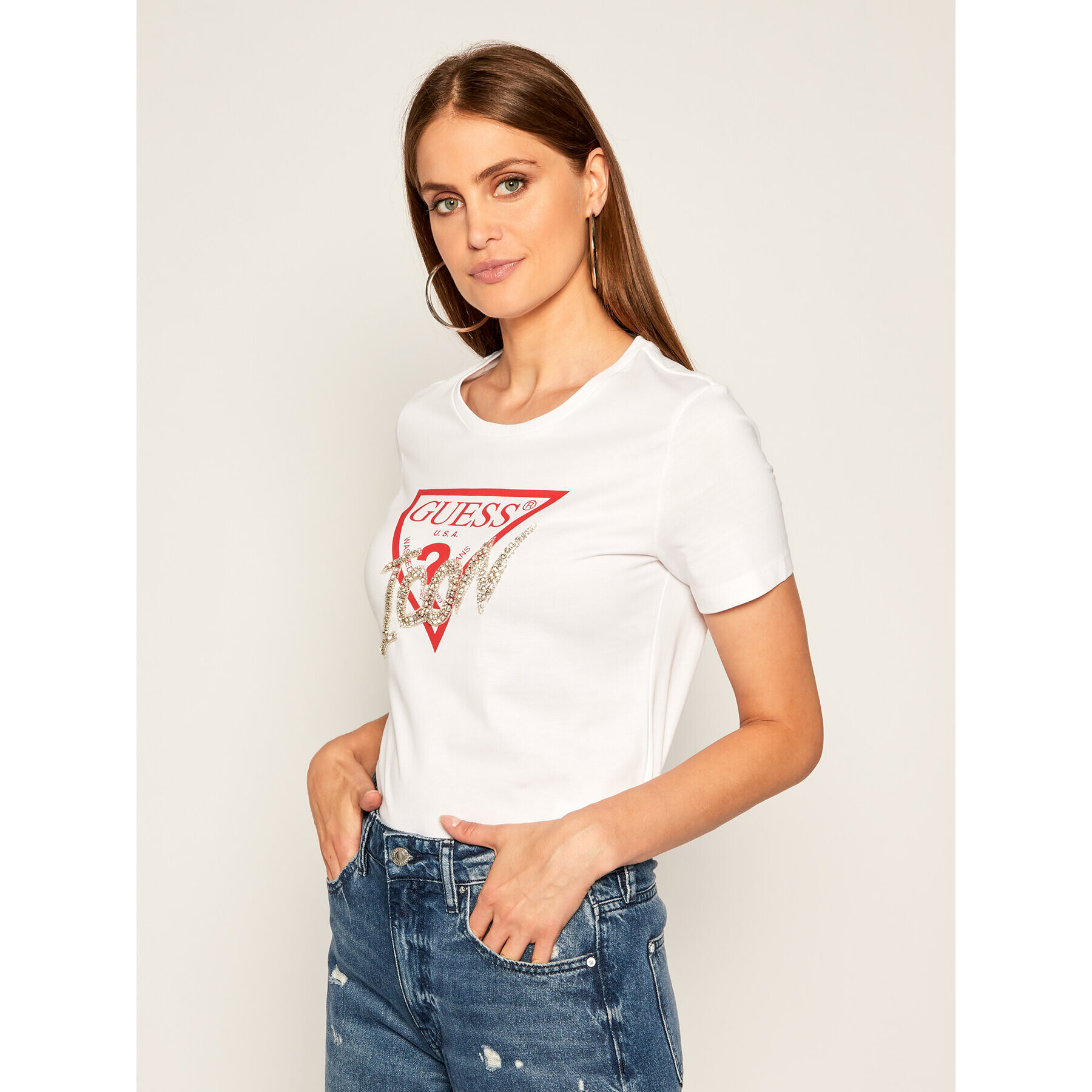 Guess Тишърт Icon W0YI32 I3Z00 Бял Regular Fit - Pepit.bg