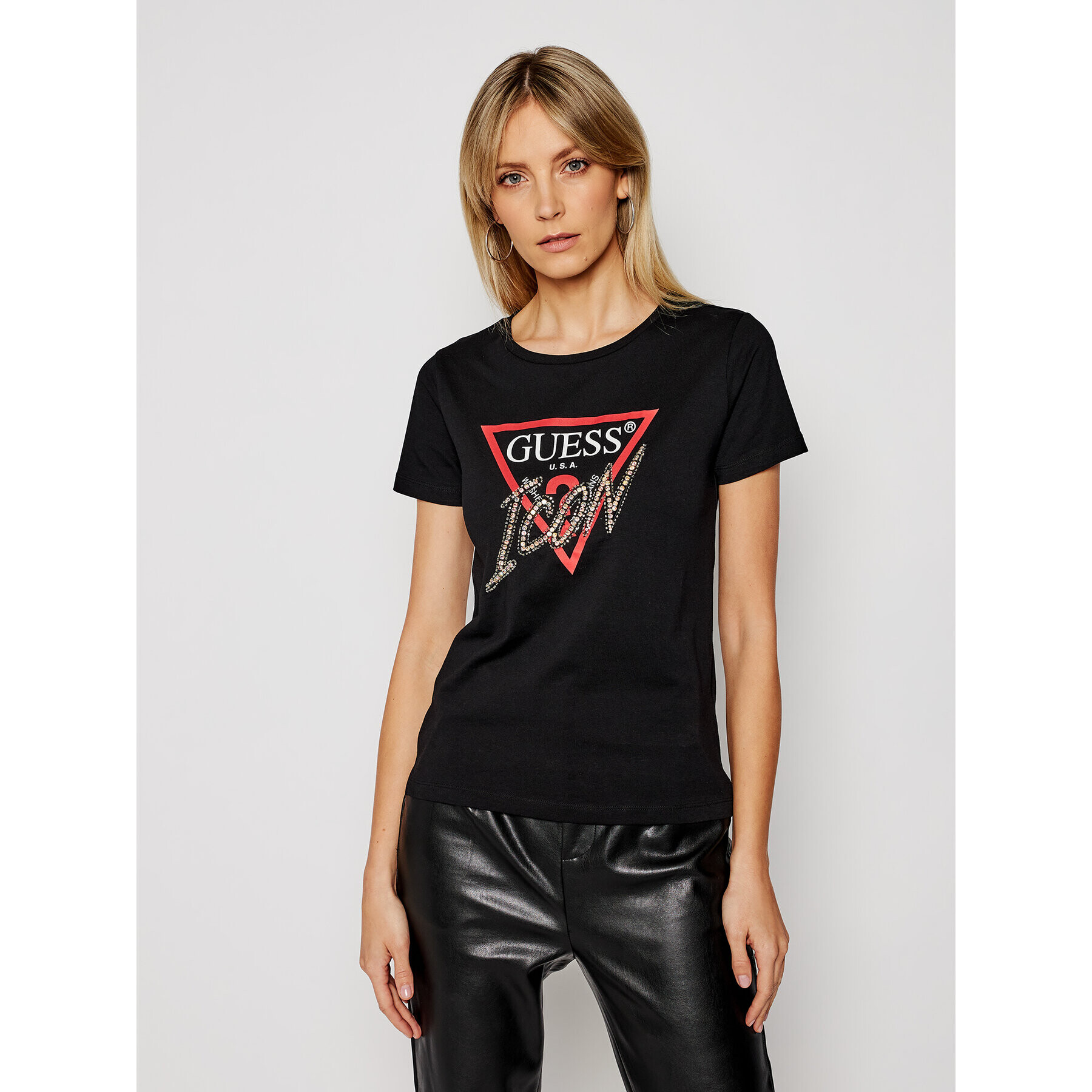 Guess Тишърт Icon W1RI25 I3Z00 Черен Regular Fit - Pepit.bg